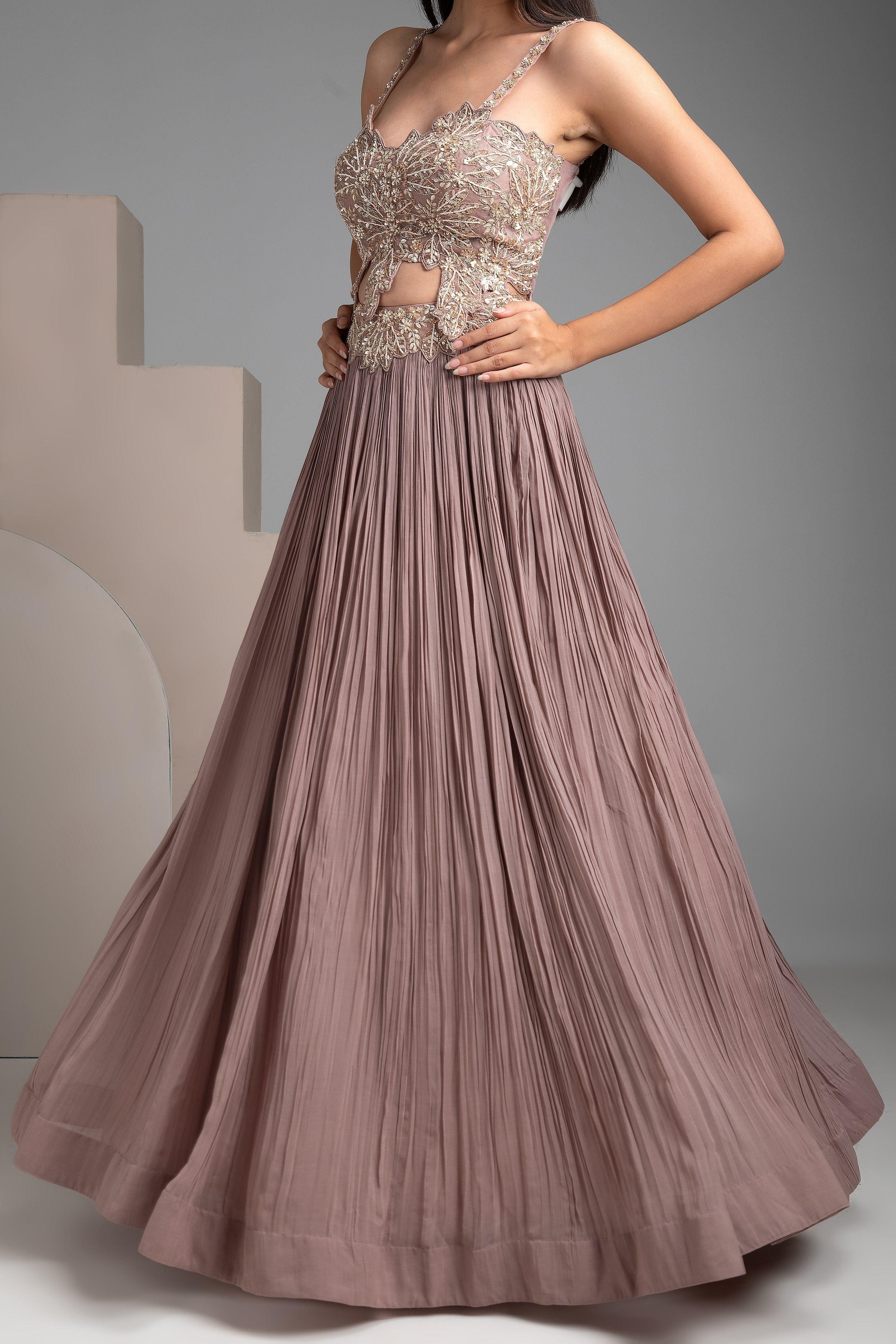 Mauve Georgette Lehenga Set - Mokshaa