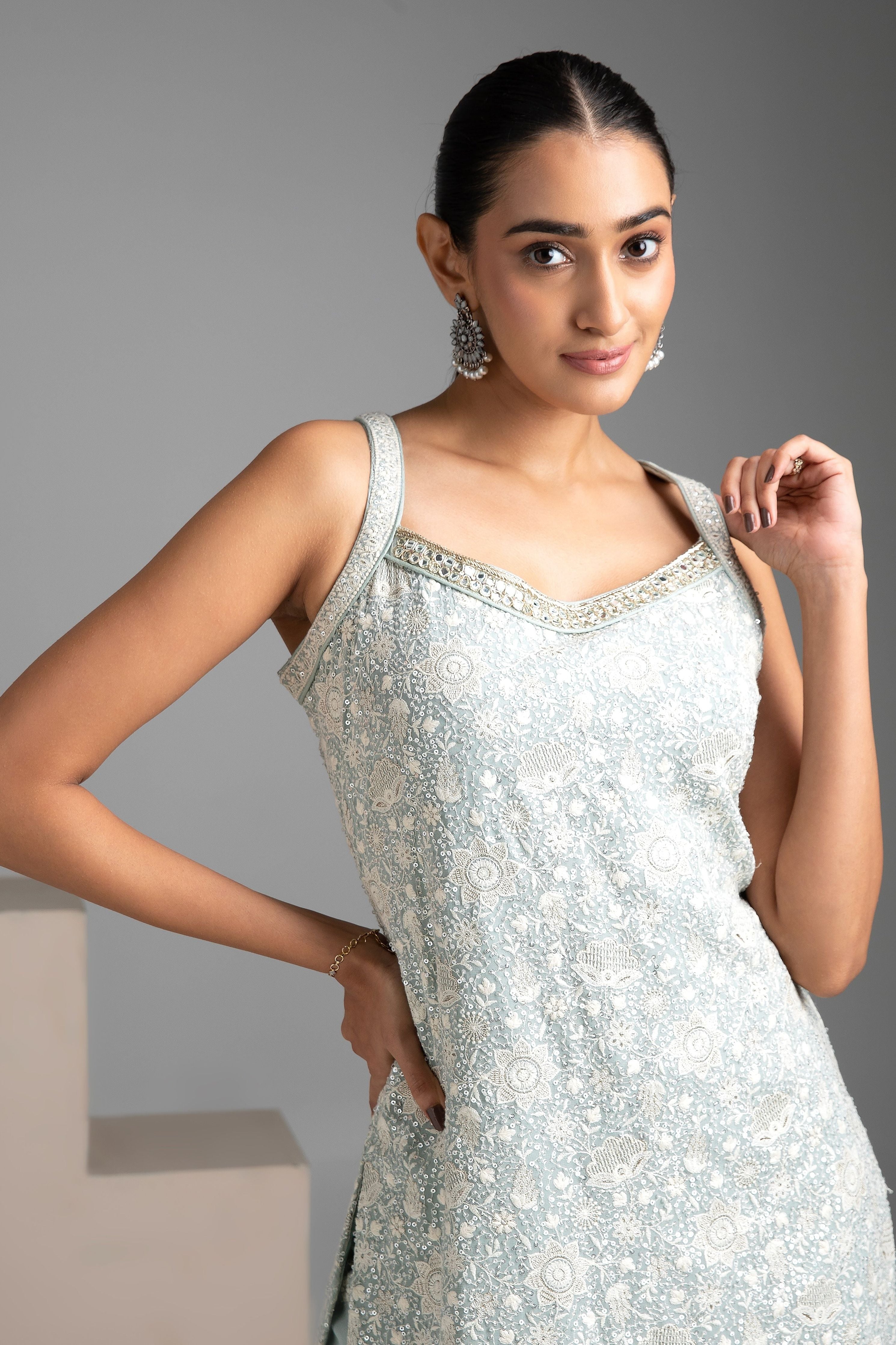 Pastel Blue Sharara Set - Mokshaa