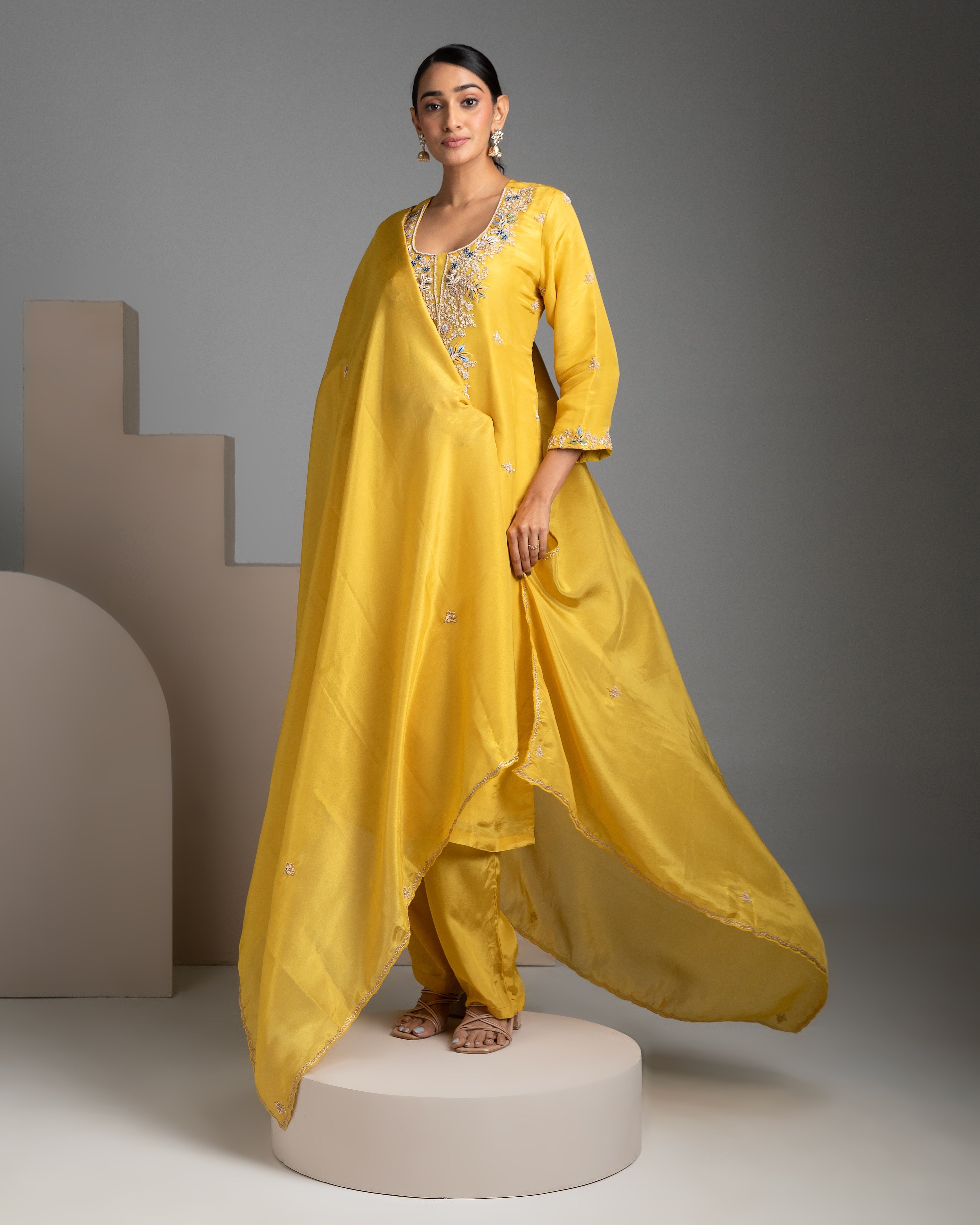 Yellow Tissue silk salwar Set - Mokshaa