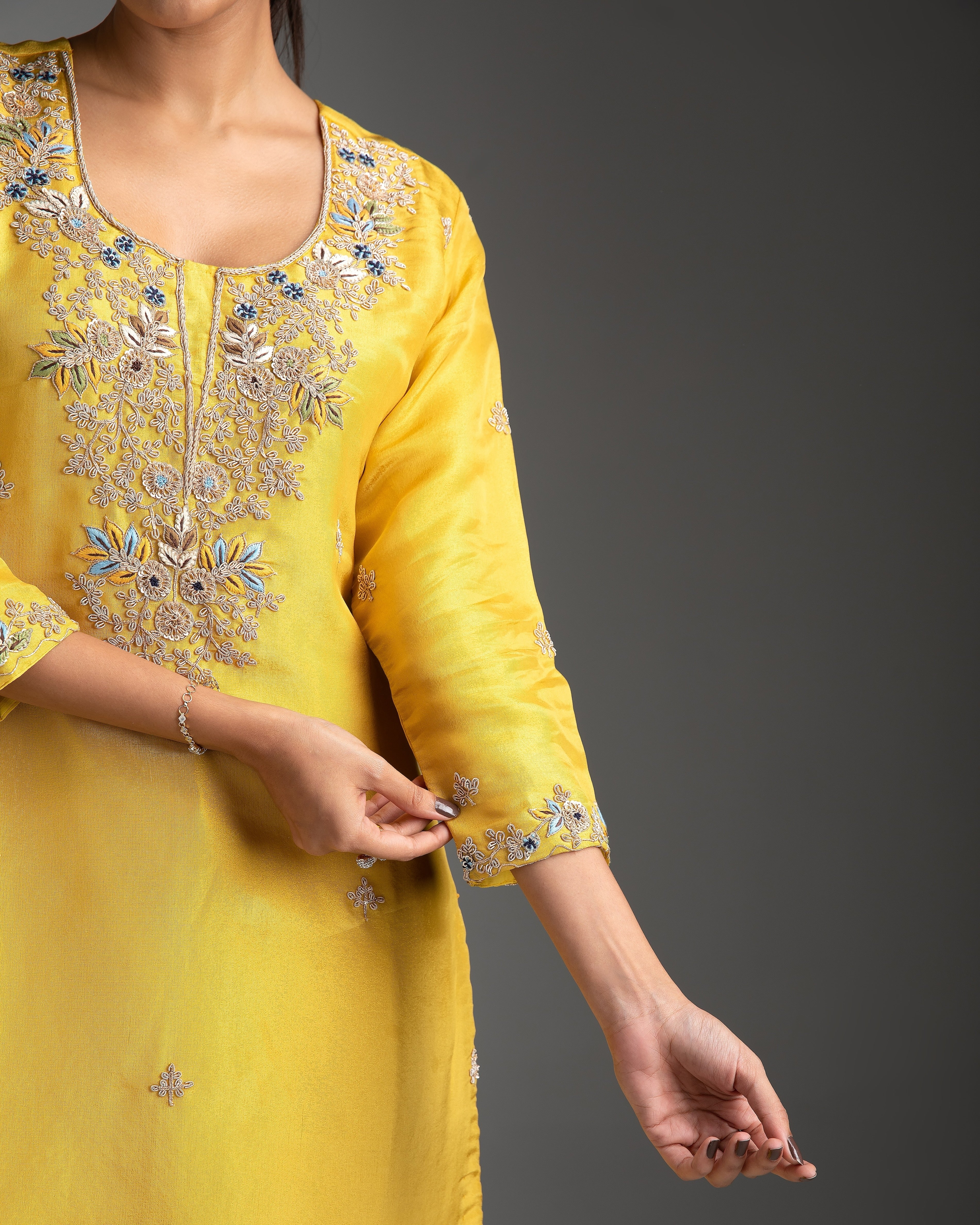 Yellow Tissue silk salwar Set - Mokshaa