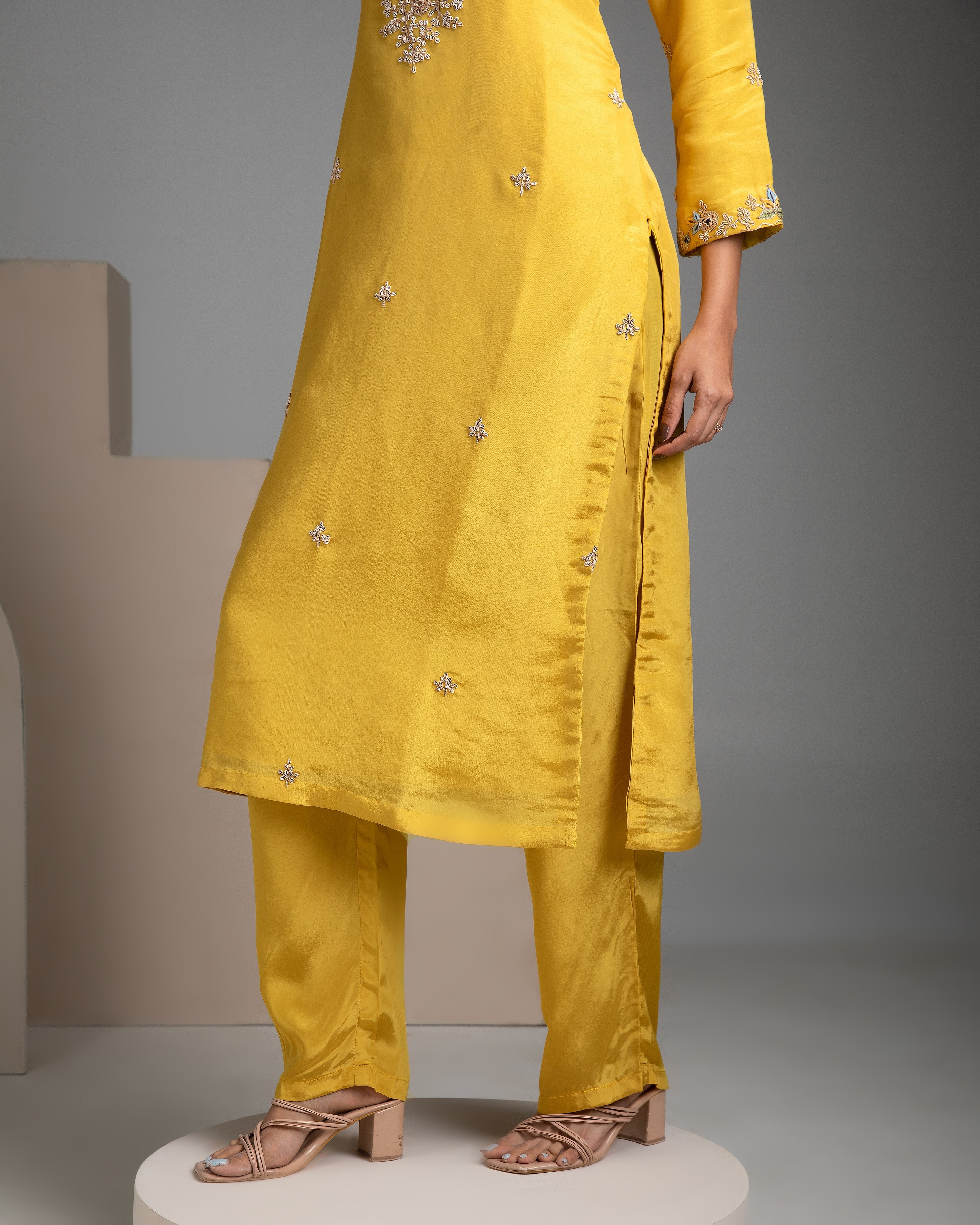 Yellow Tissue silk salwar Set - Mokshaa