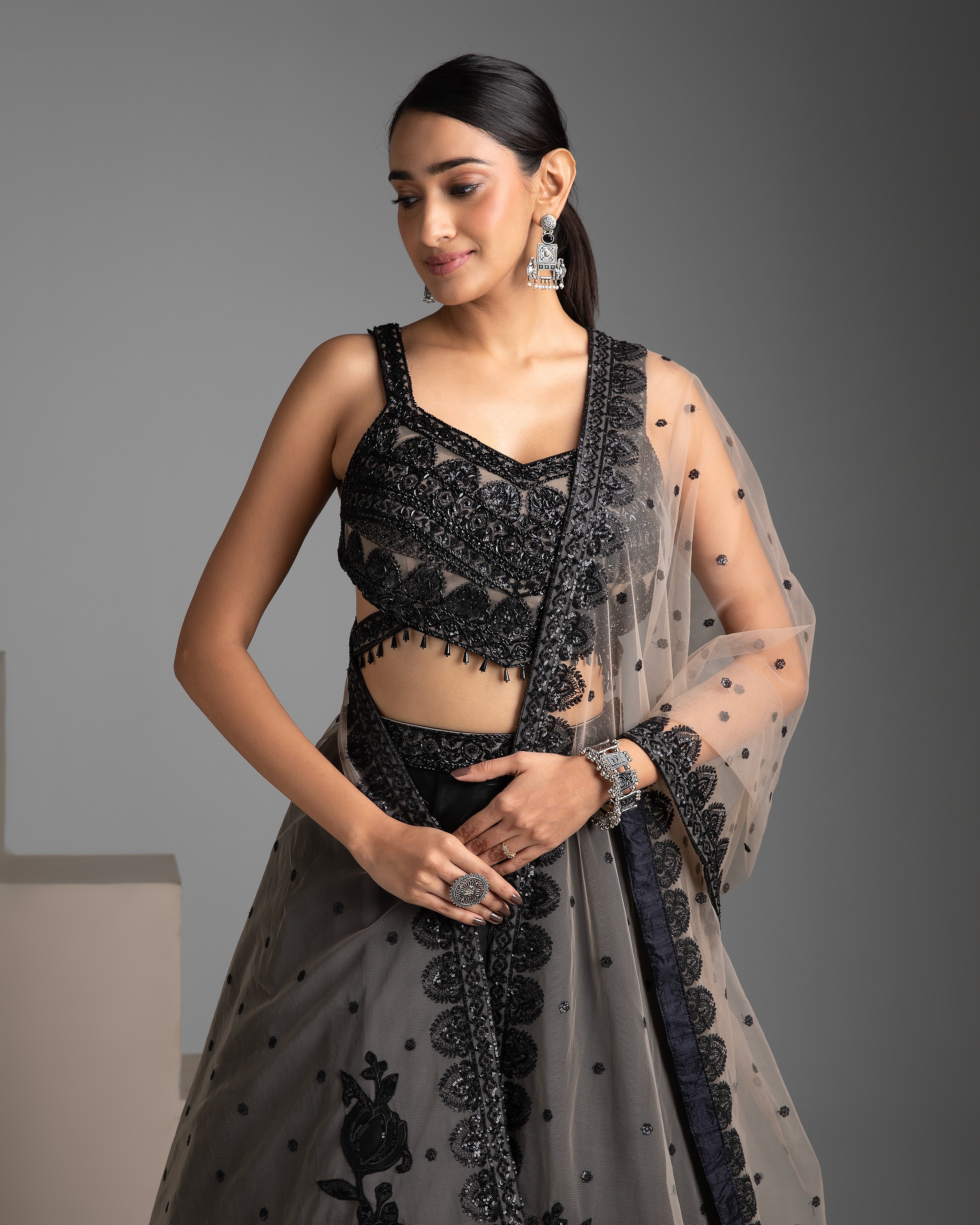 Black Lehenga Set - Mokshaa