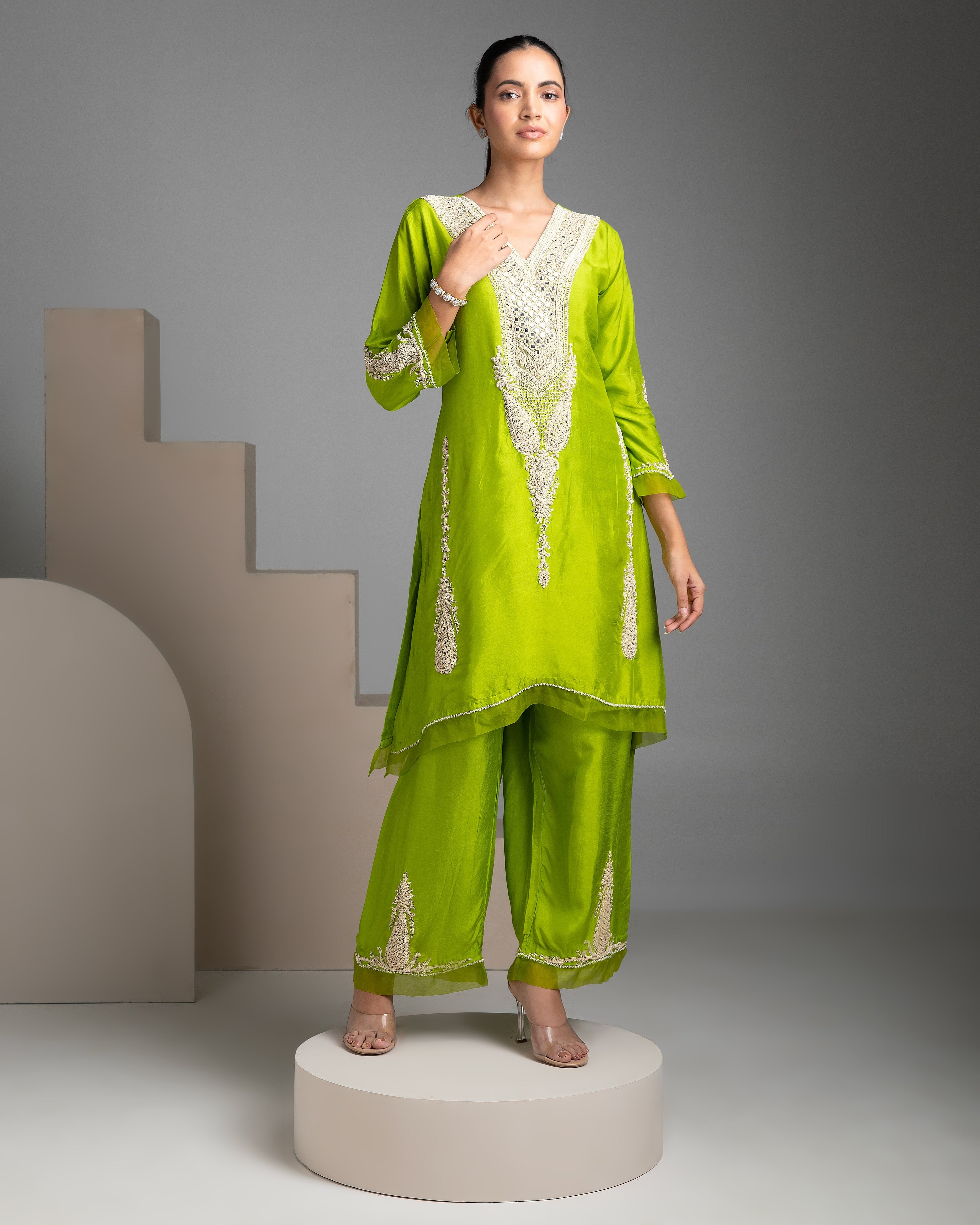 Parrot Green Salwar Set - Mokshaa