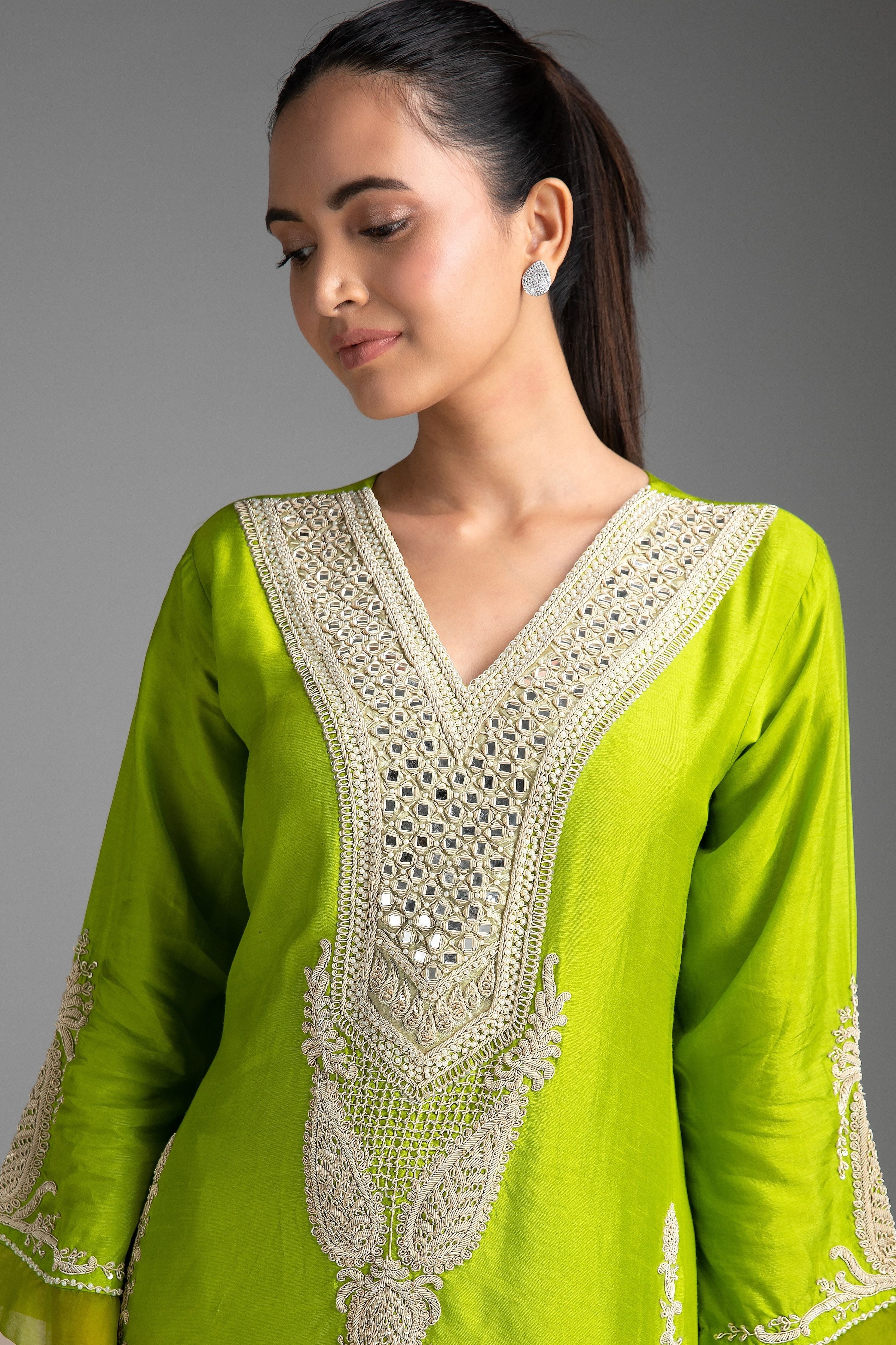 Parrot Green Salwar Set - Mokshaa