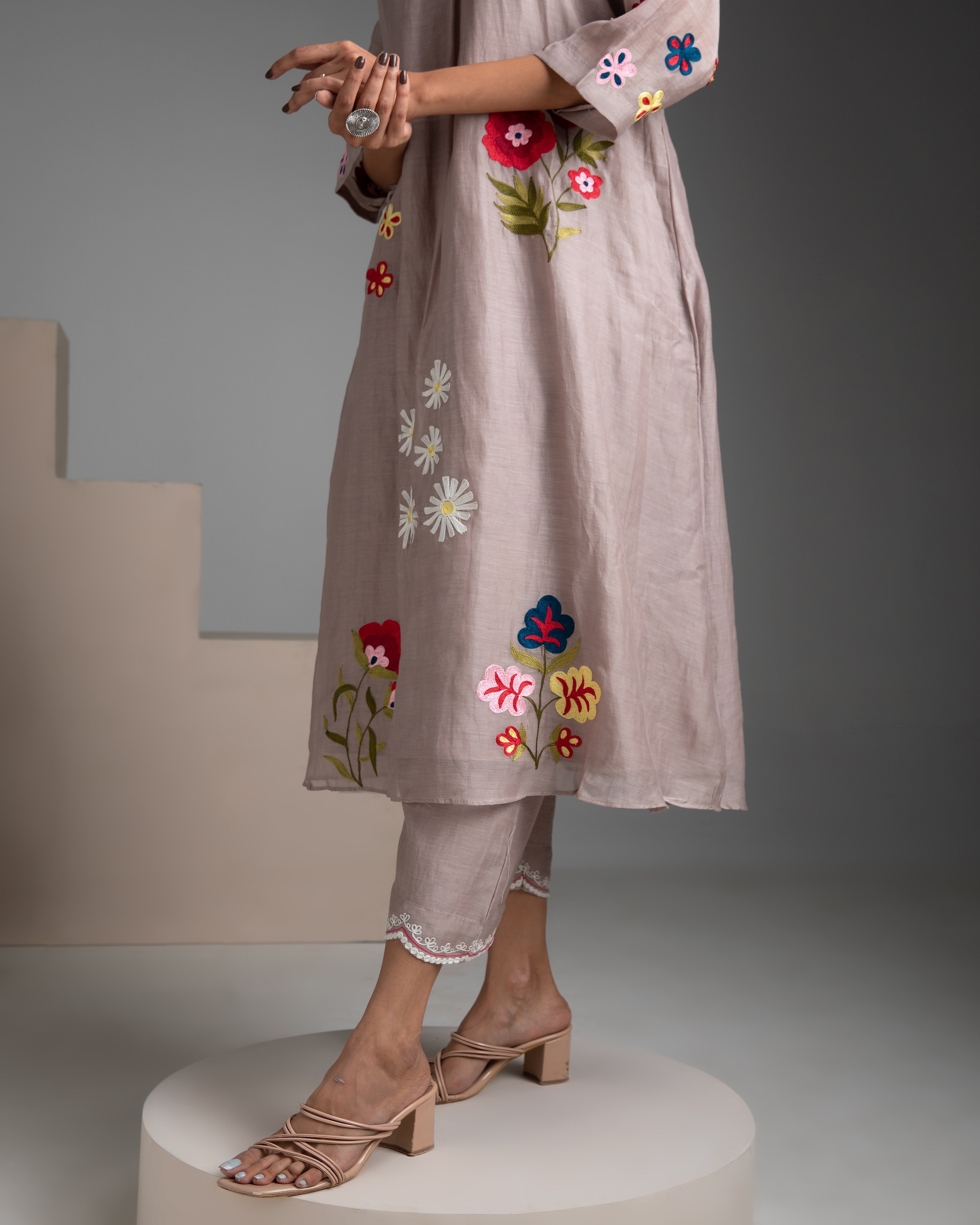 Pale grey Kurta Set - Mokshaa