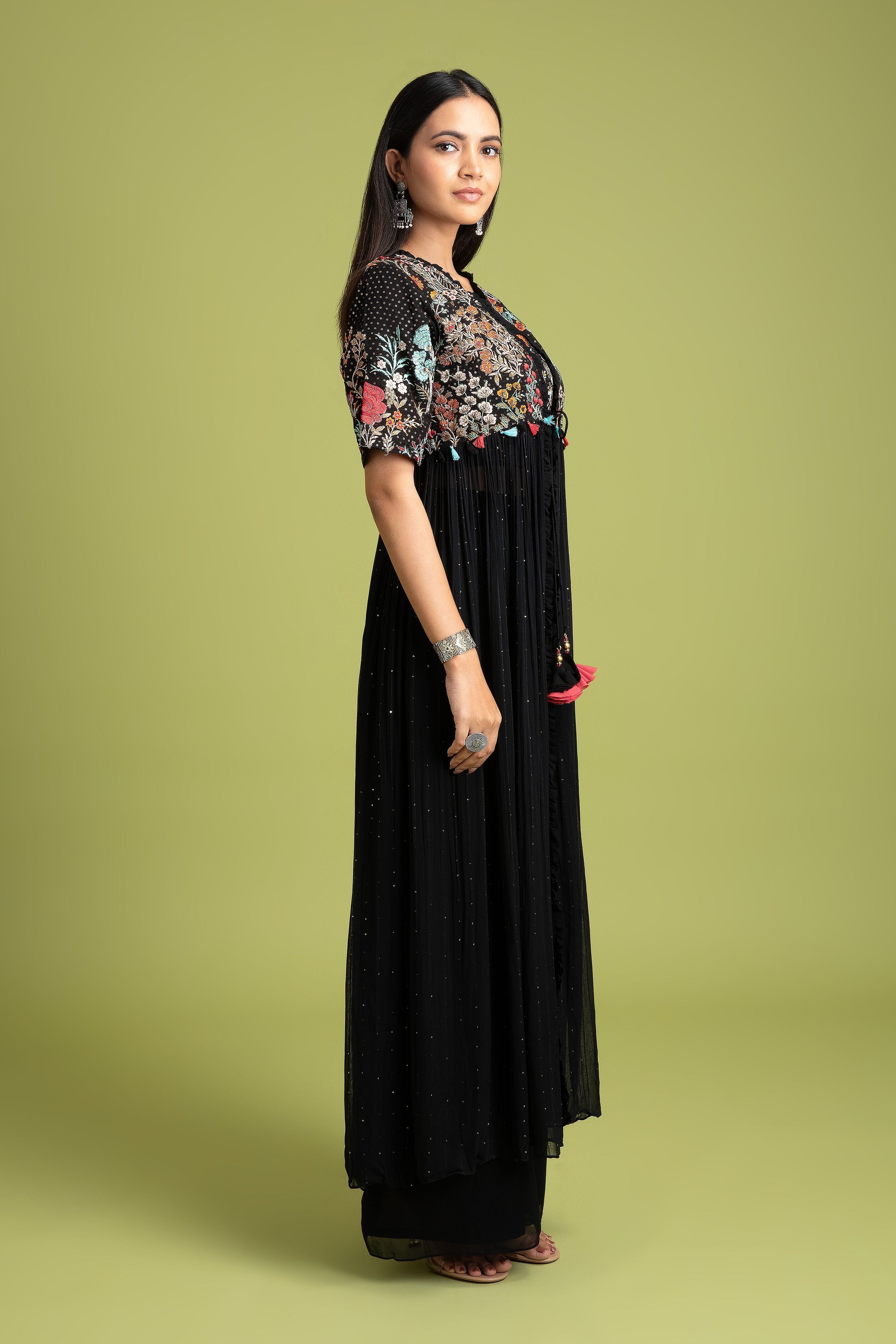 Black Georgette Indo-Western - Mokshaa