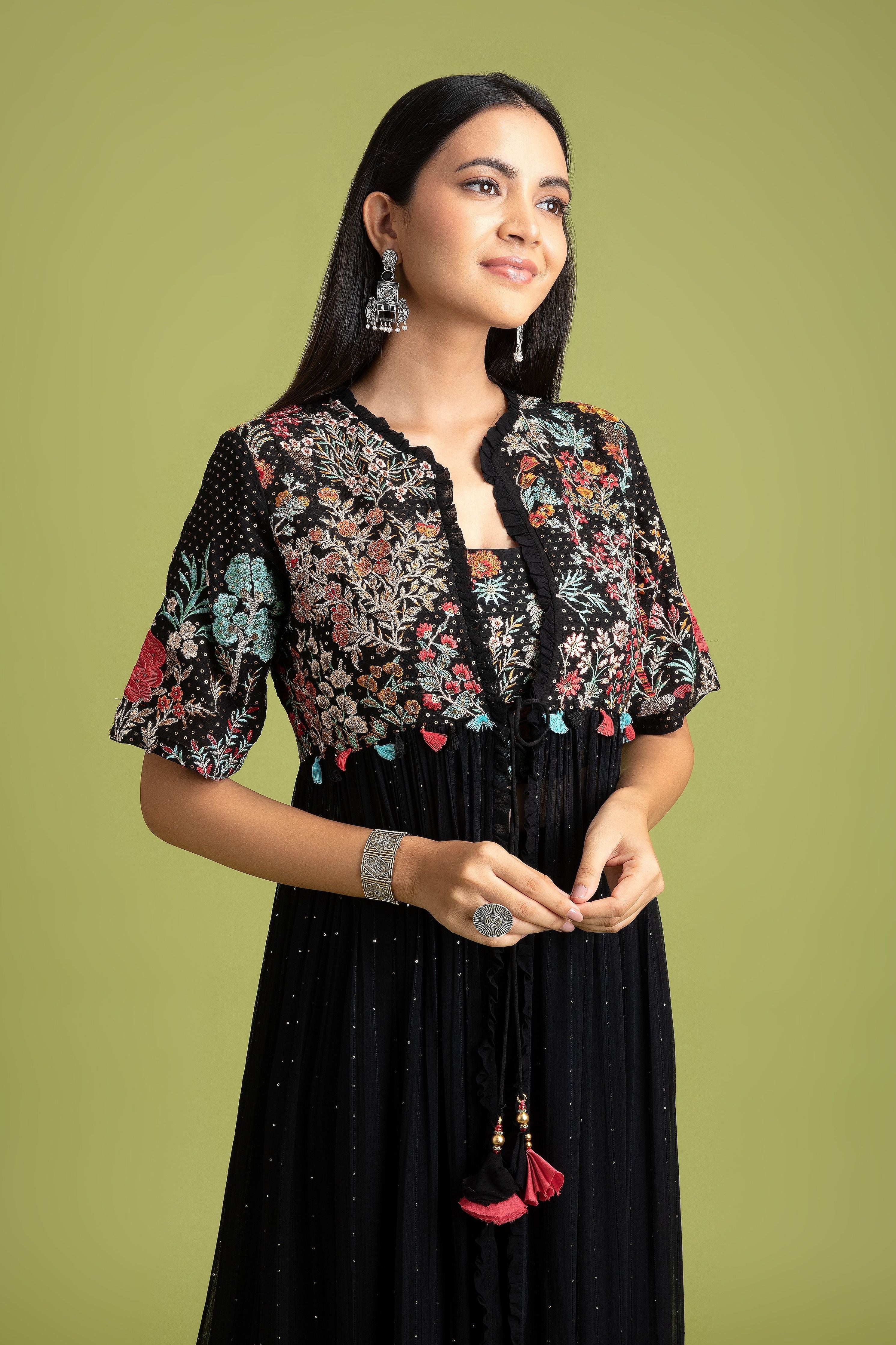 Black Georgette Indo-Western - Mokshaa