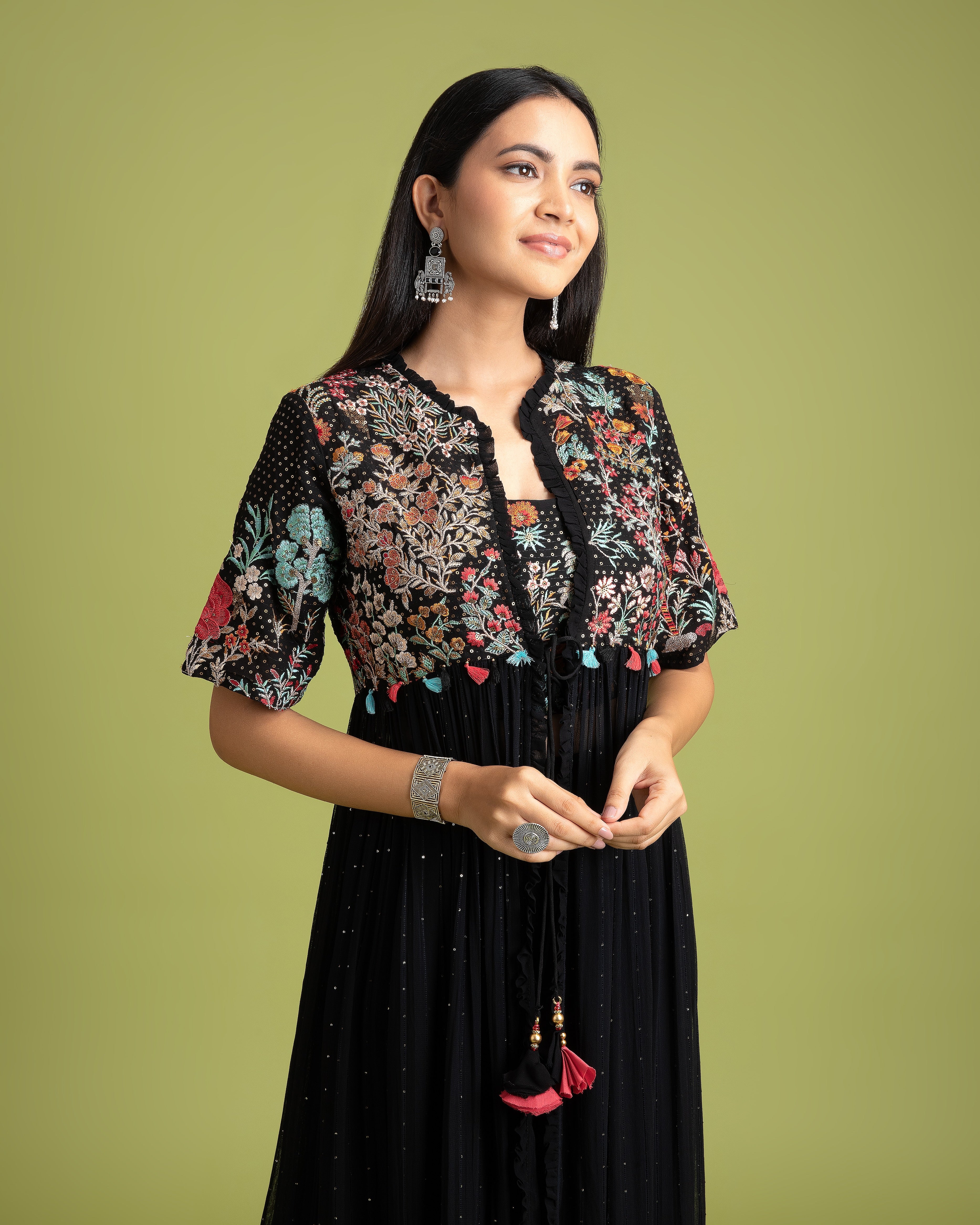 Black Georgette Indo-Western - Mokshaa