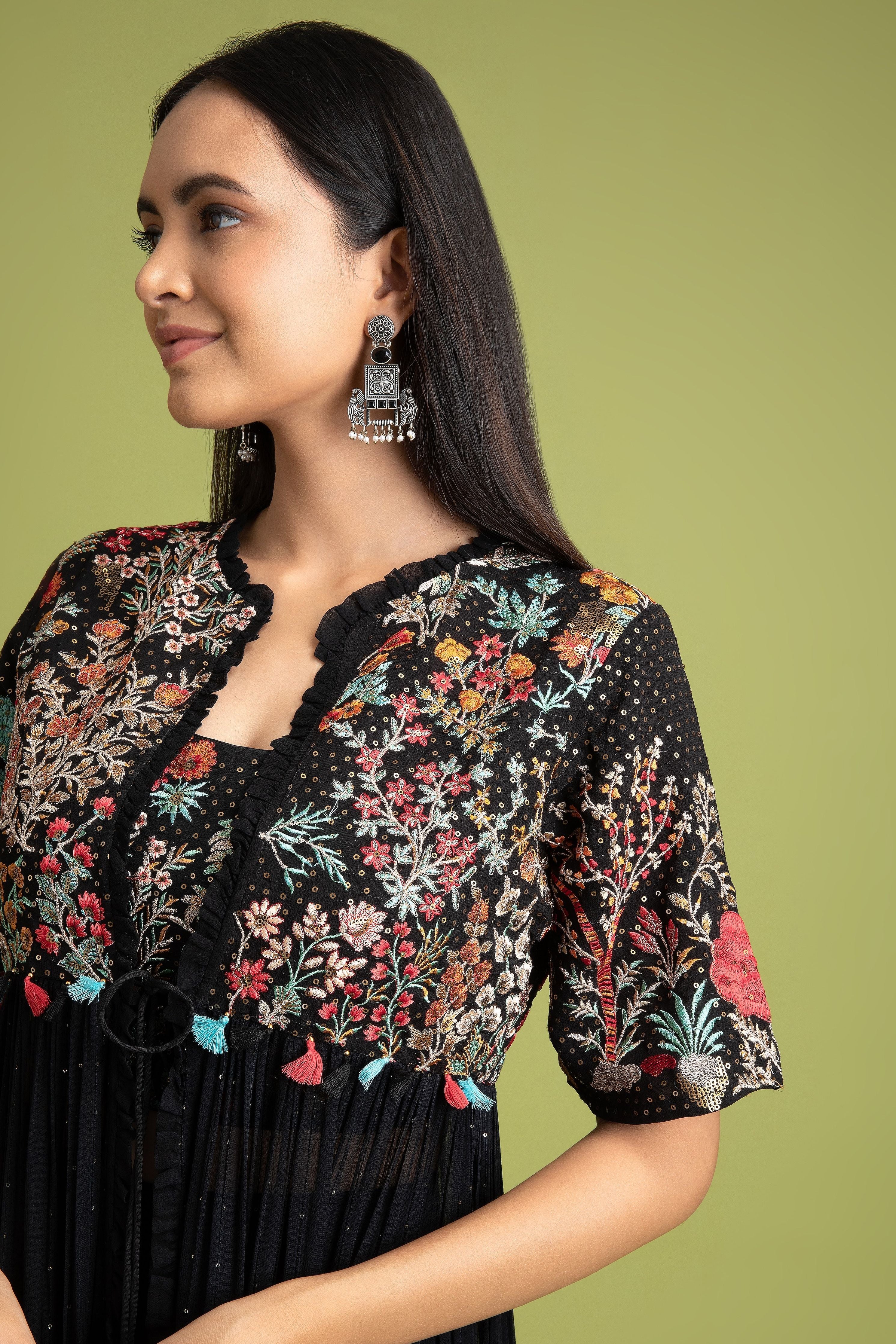 Black Georgette Indo-Western - Mokshaa