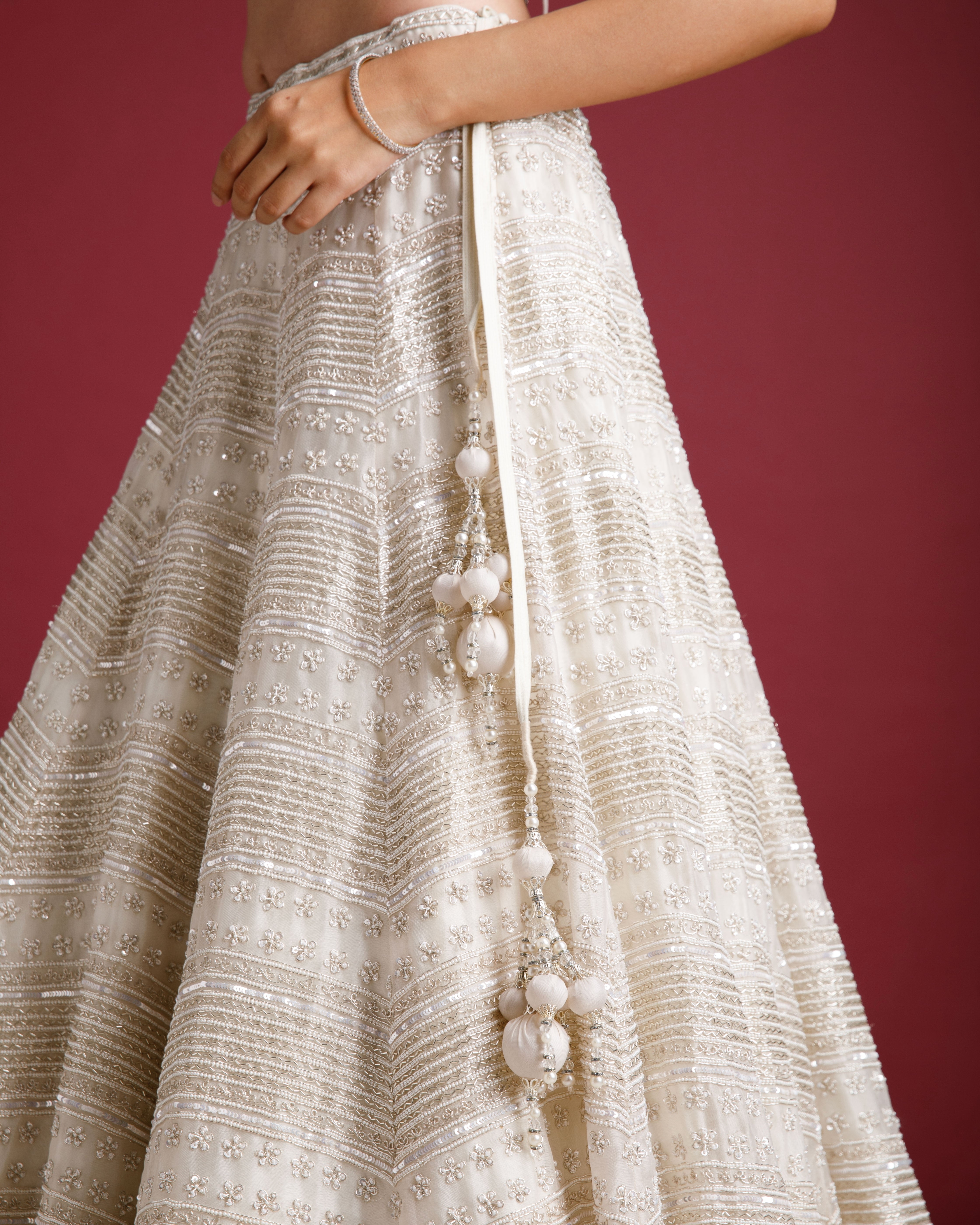 Ivory Organza lehenga set - Mokshaa