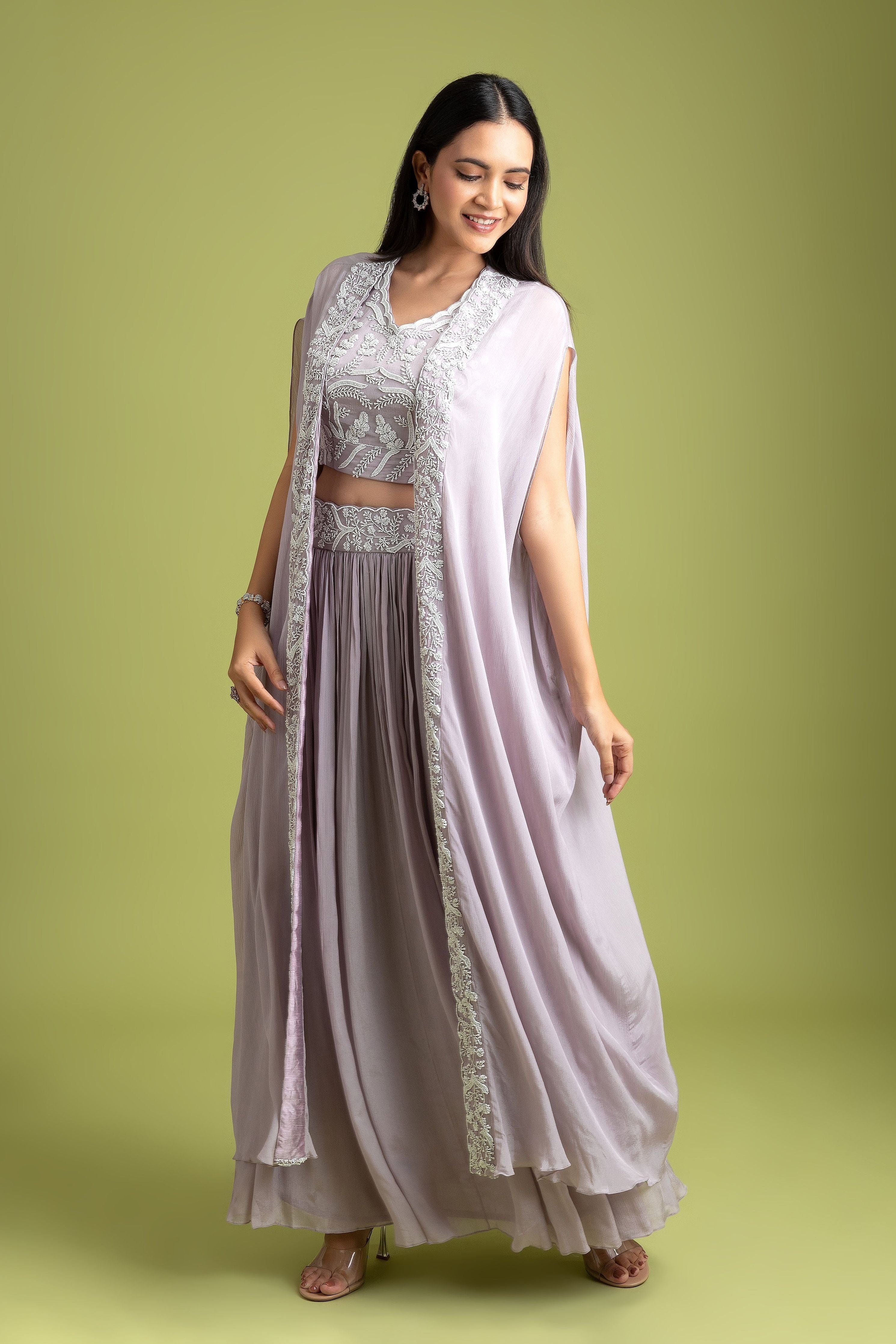 Lilac Chiffon Indo-Western - Mokshaa