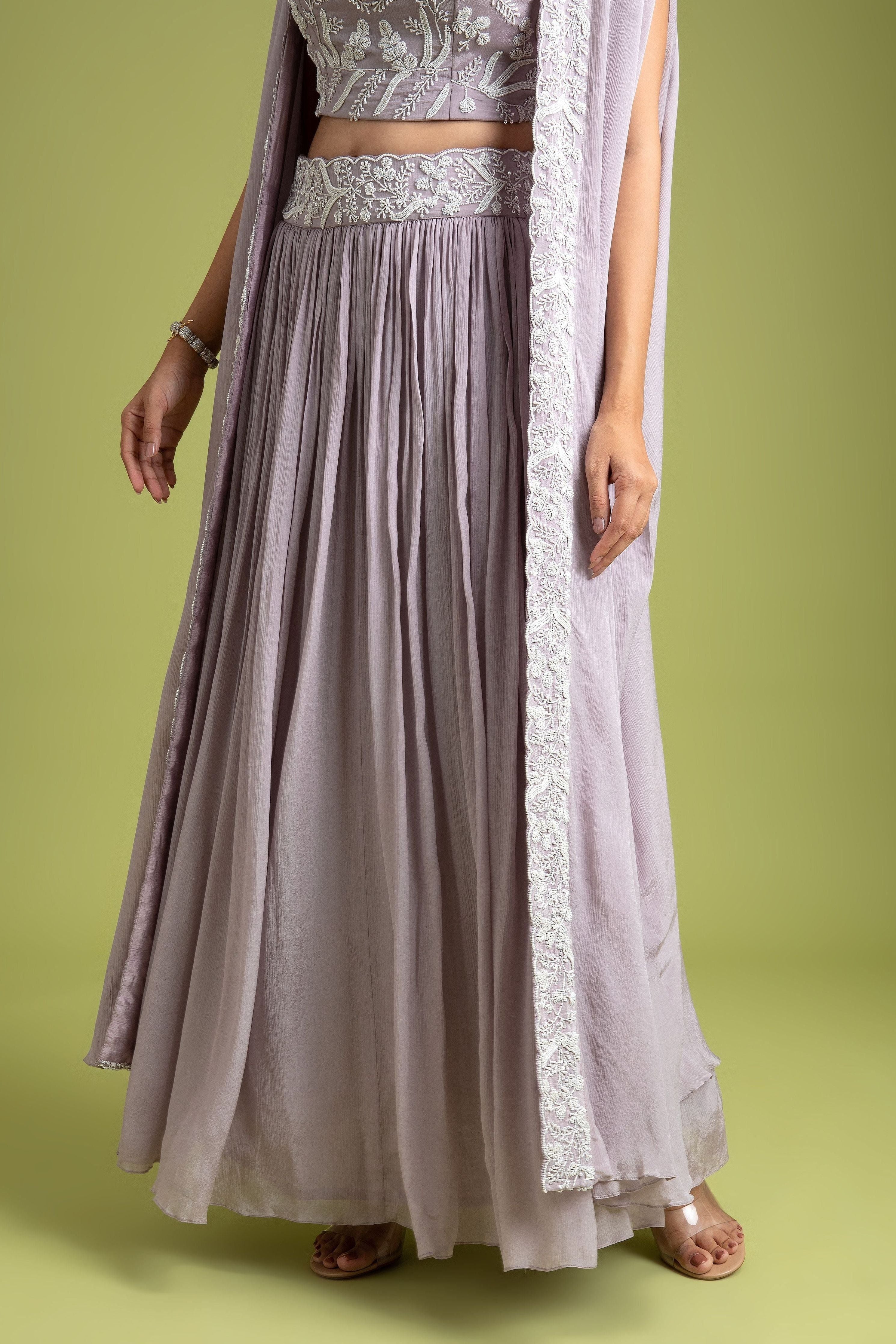 Lilac Chiffon Indo-Western - Mokshaa