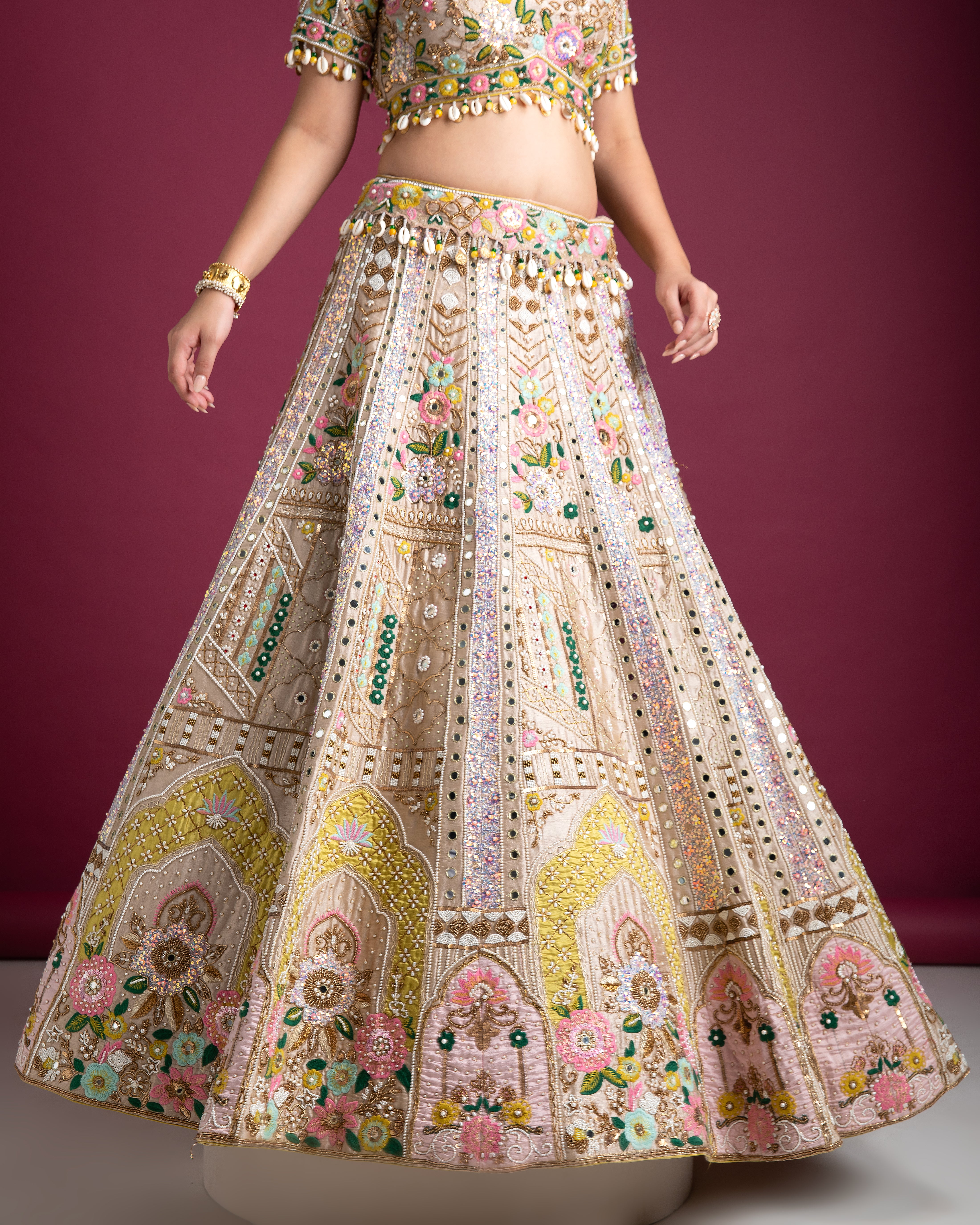 Ivory Silk Lehenga Set - Mokshaa