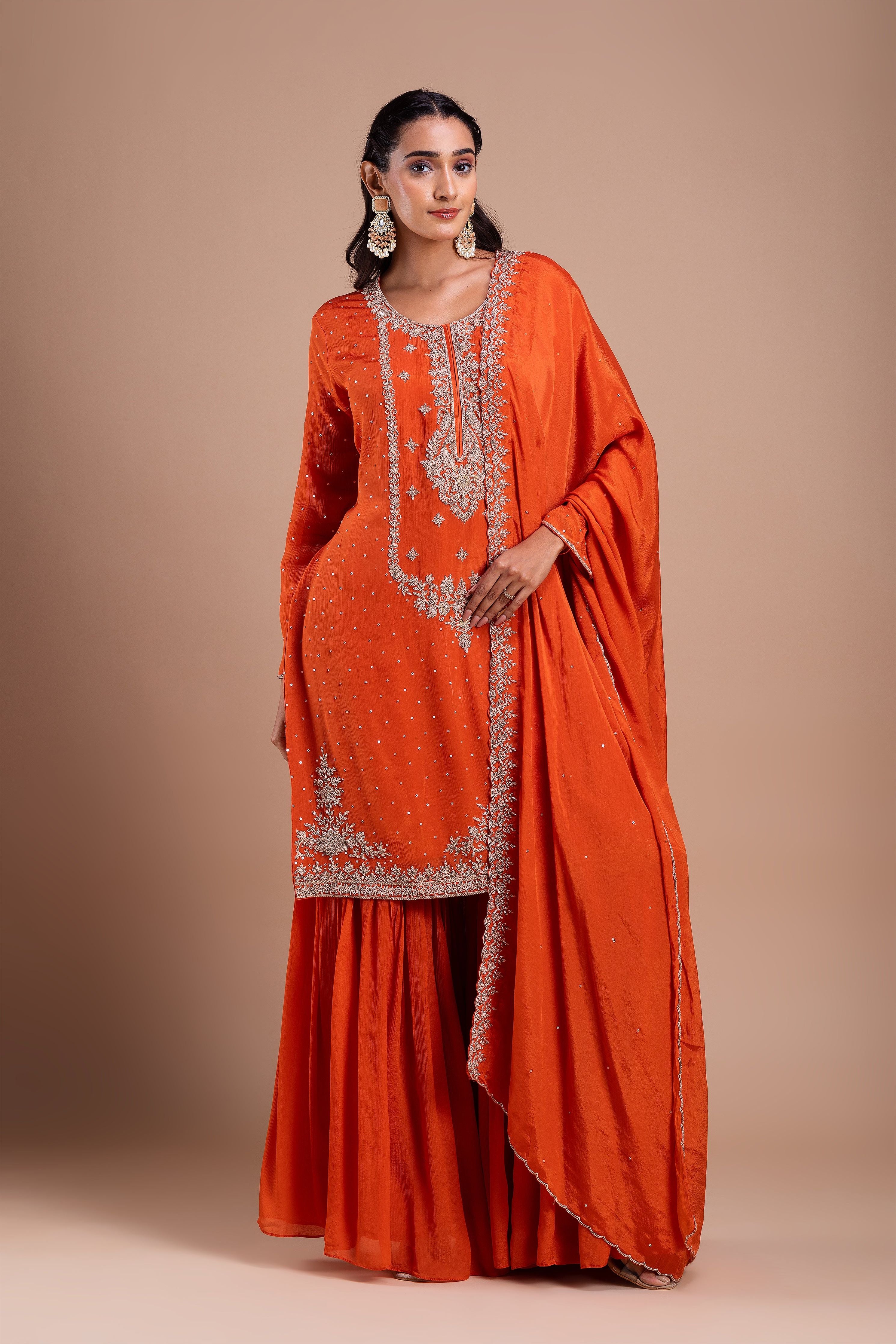 Burnt Orange Sharara Set  Mokshaa