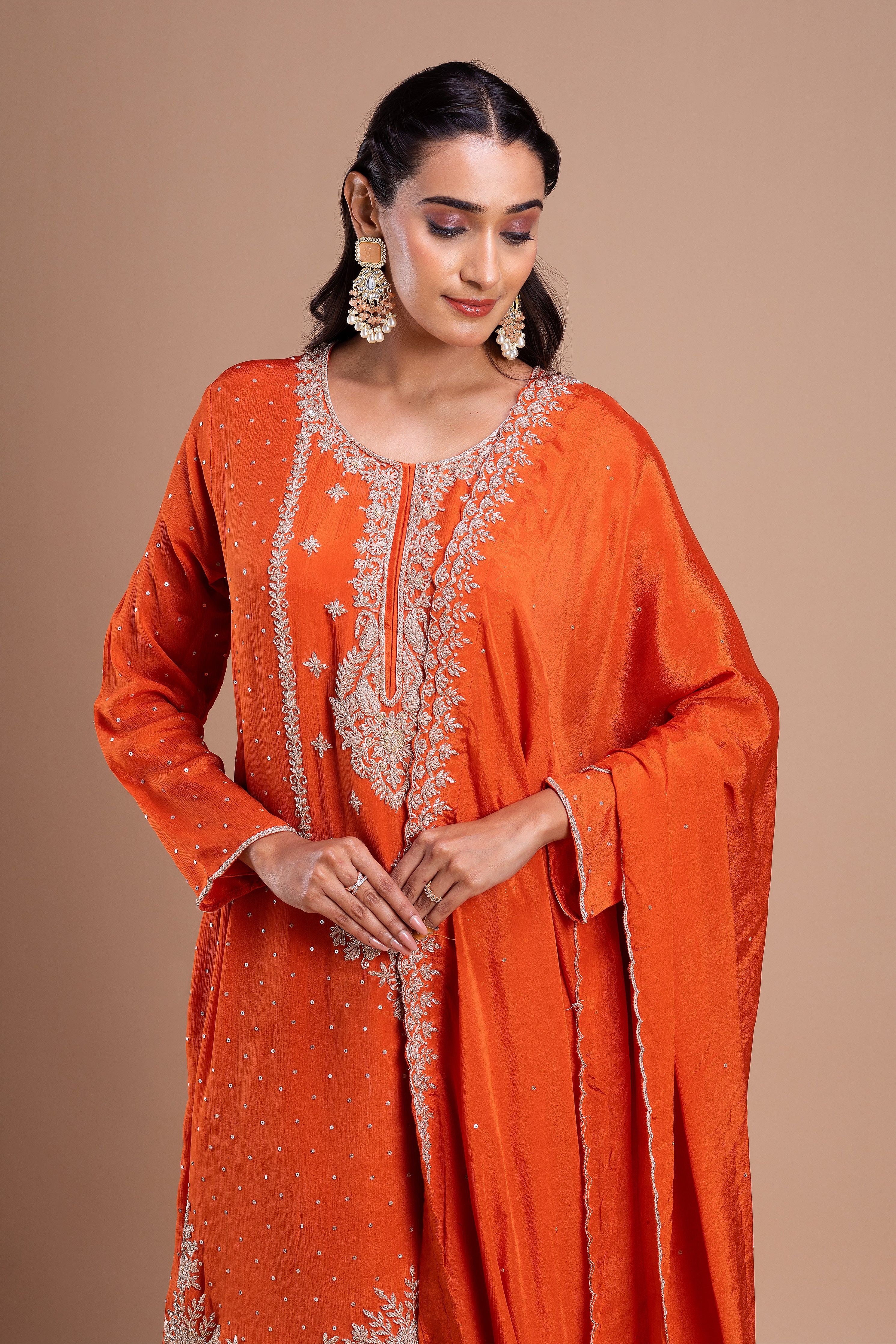 Burnt Orange Sharara Set聽 Mokshaa