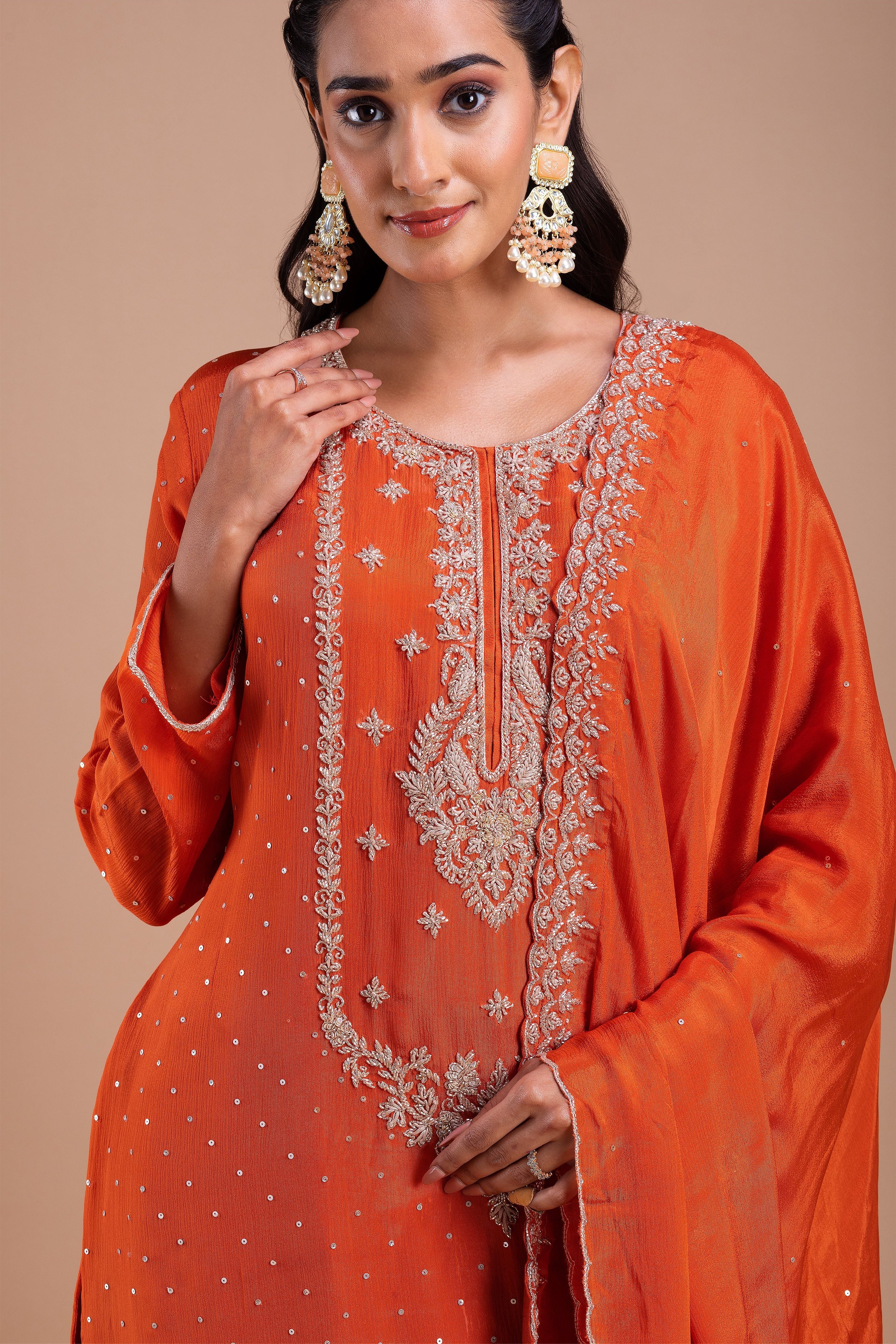 Burnt Orange Sharara Set  Mokshaa