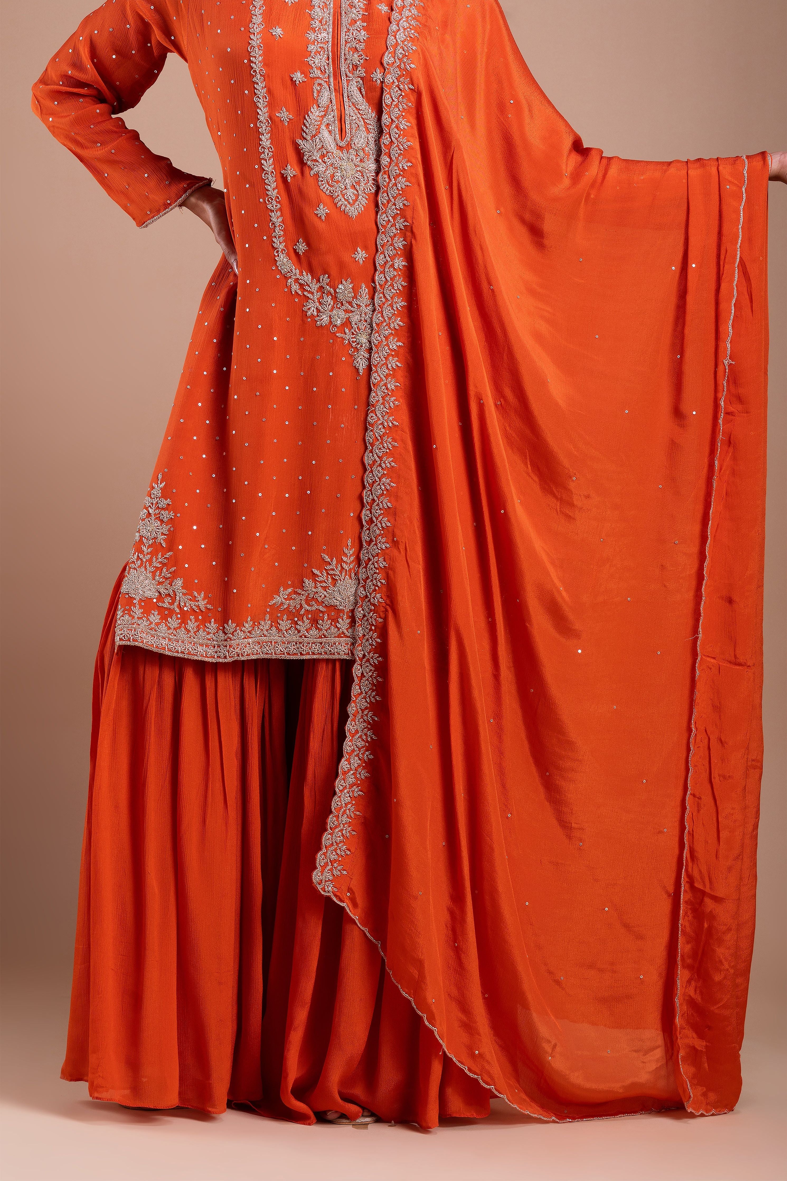 Burnt Orange Sharara Set  Mokshaa