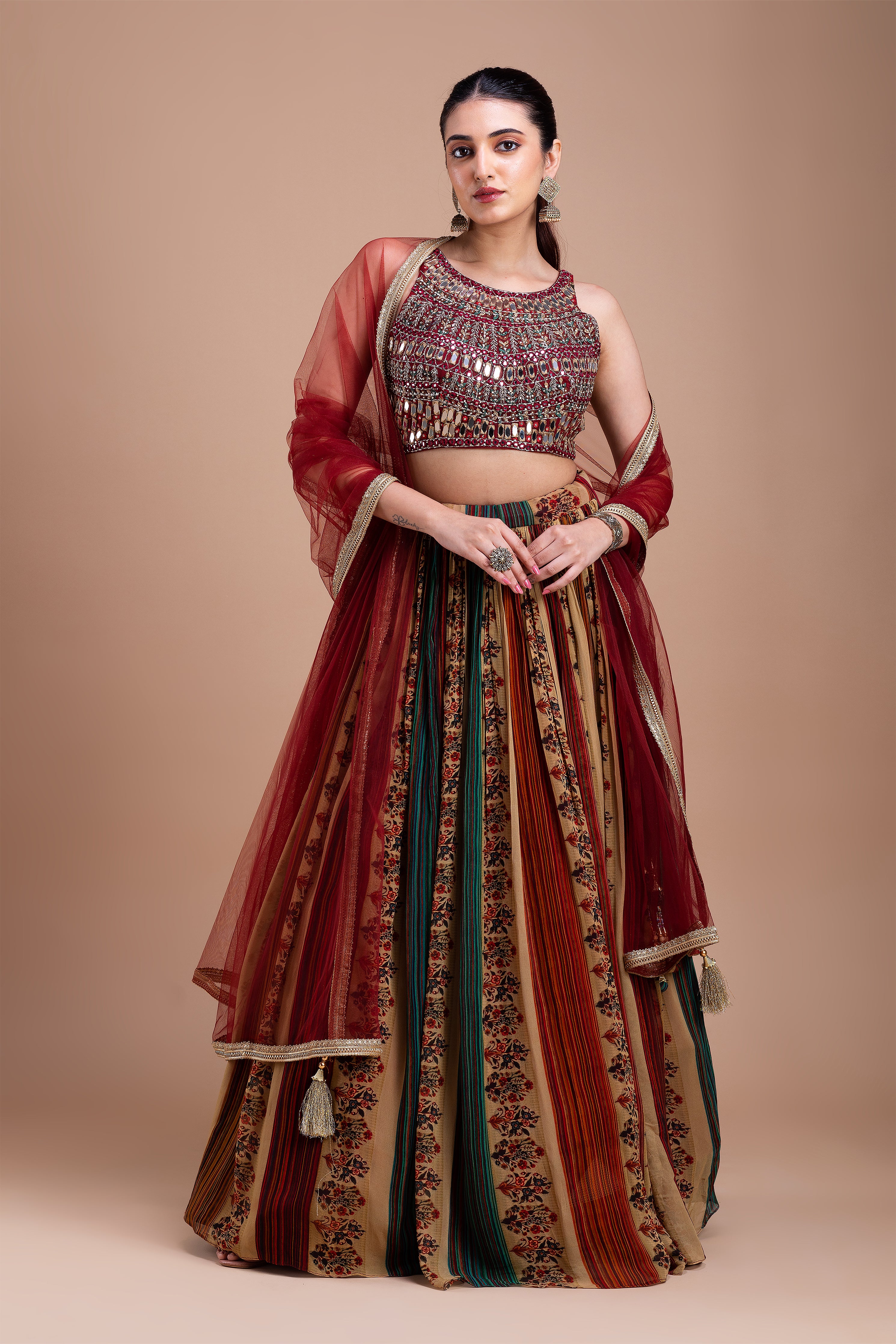 Multicolored Floral Lehenga Set  Mokshaa