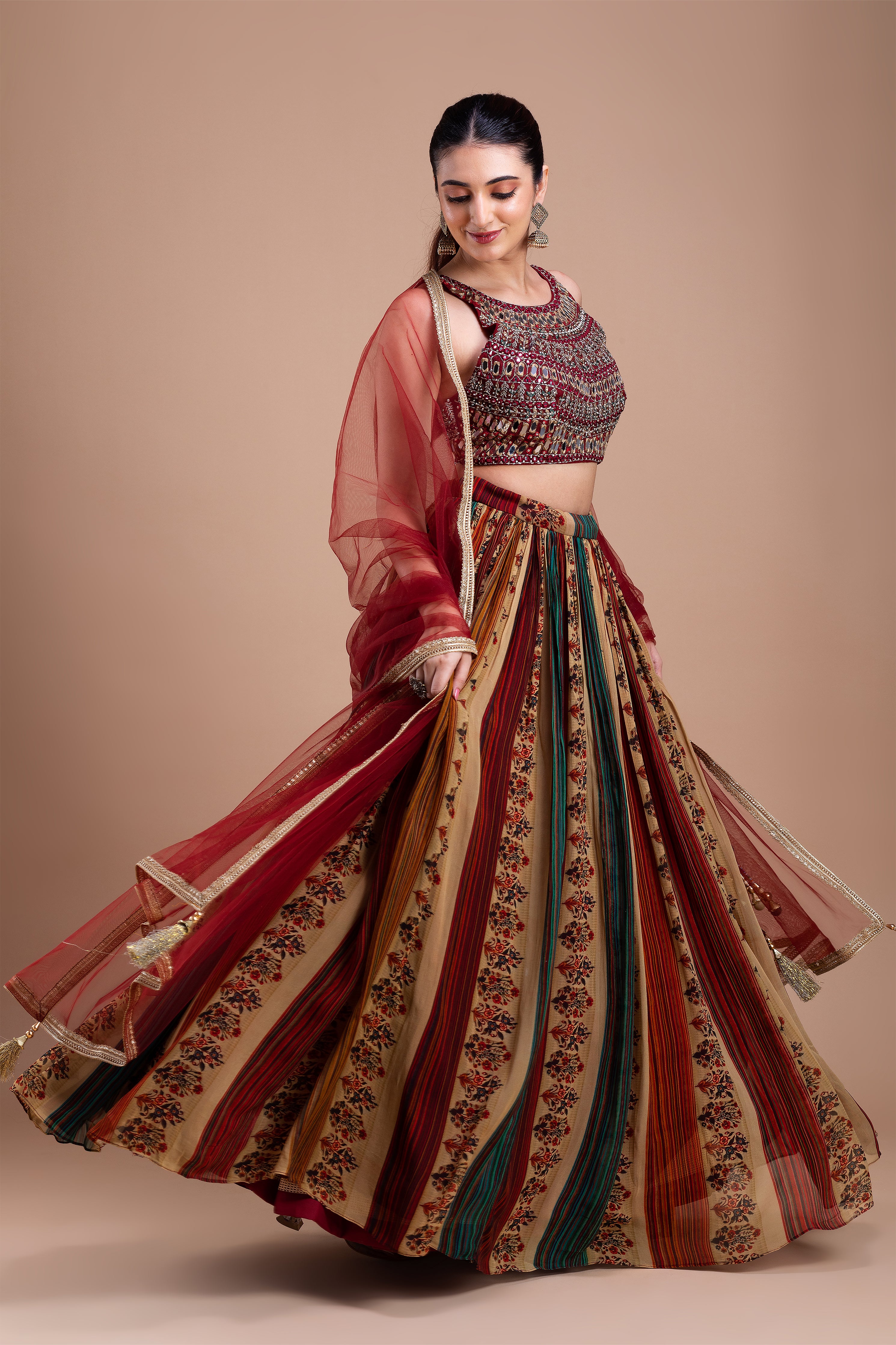 Multicolored Floral Lehenga Set  Mokshaa