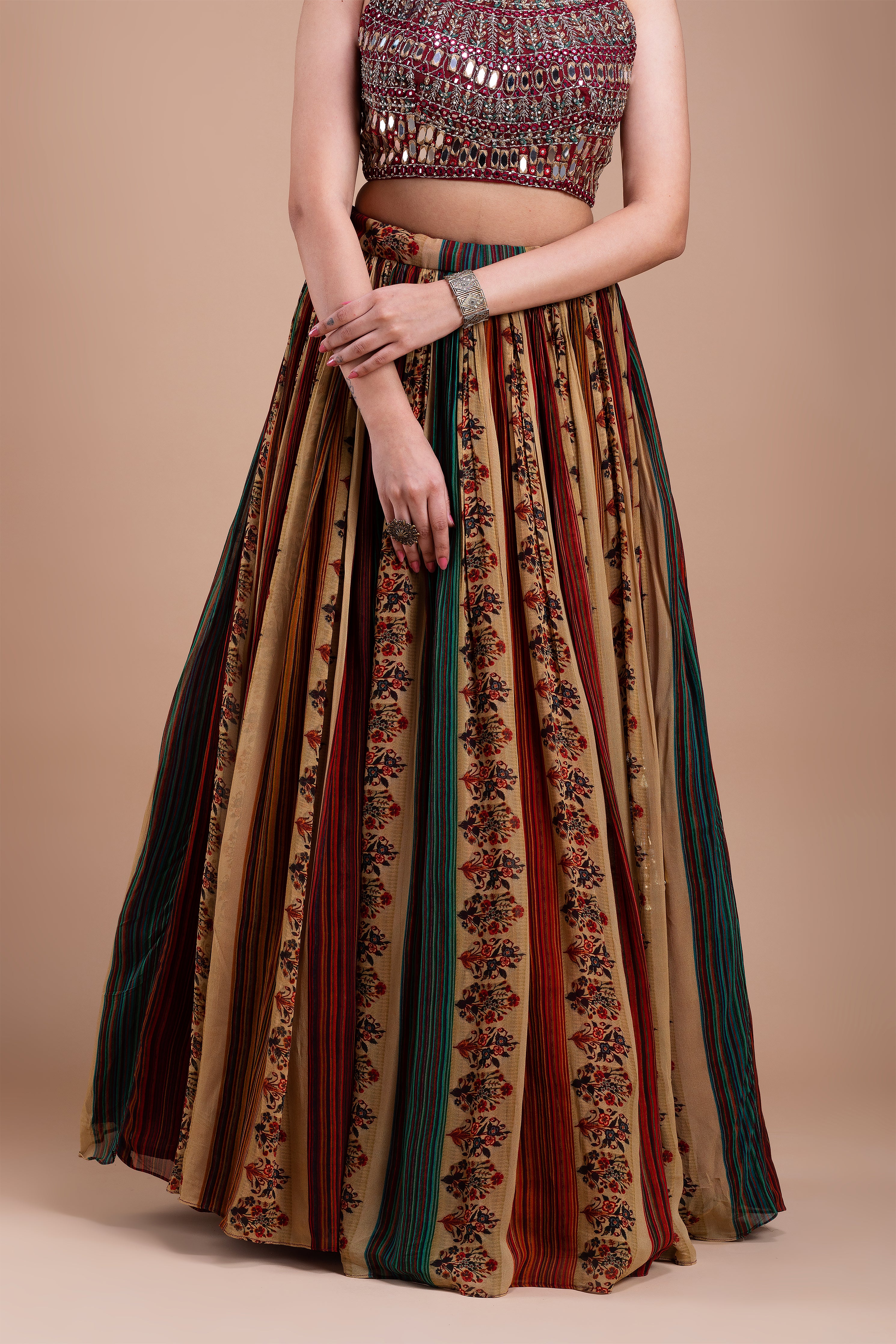 Multicolored Floral Lehenga Set  Mokshaa