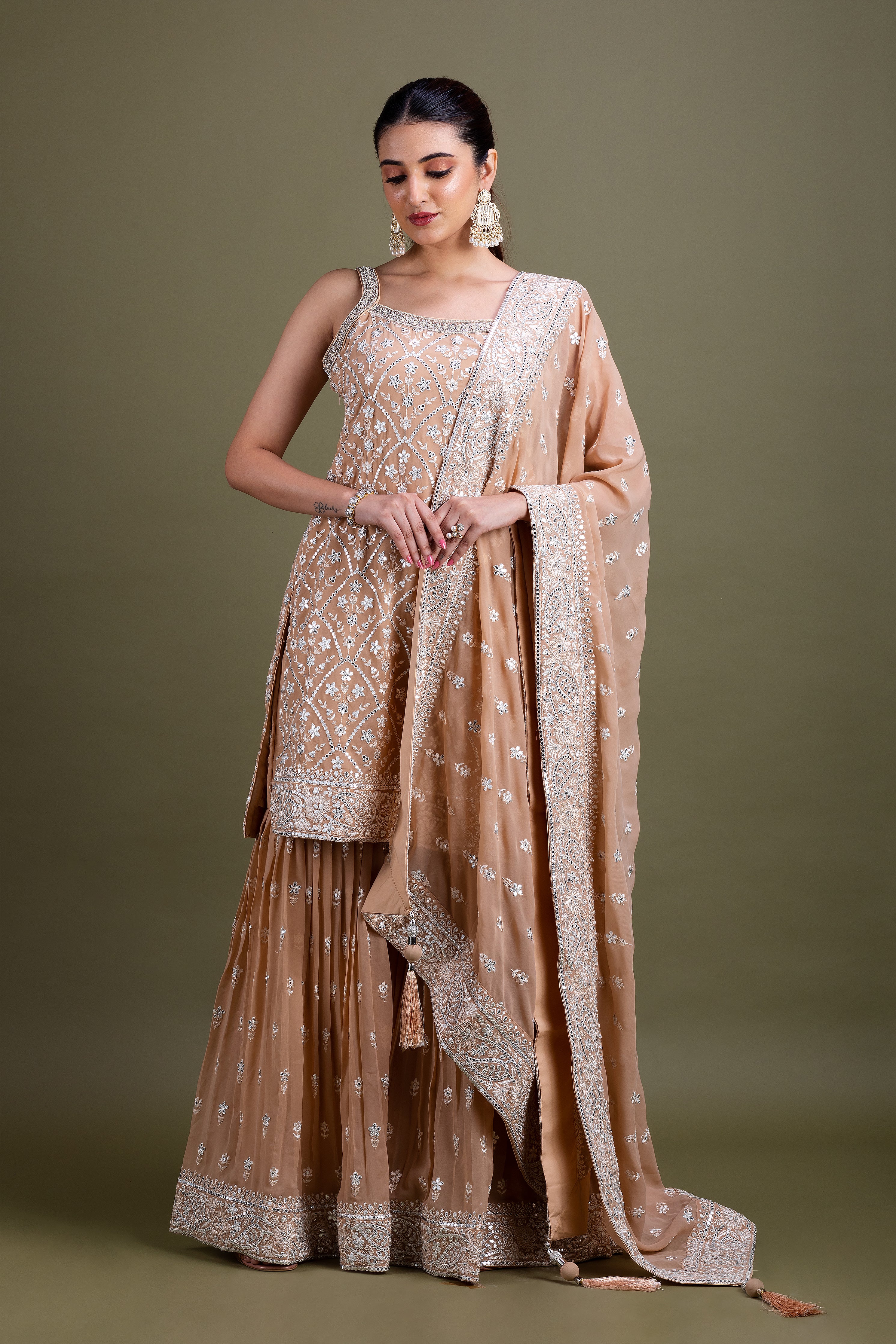 Beige Sharara Set聽 Mokshaa