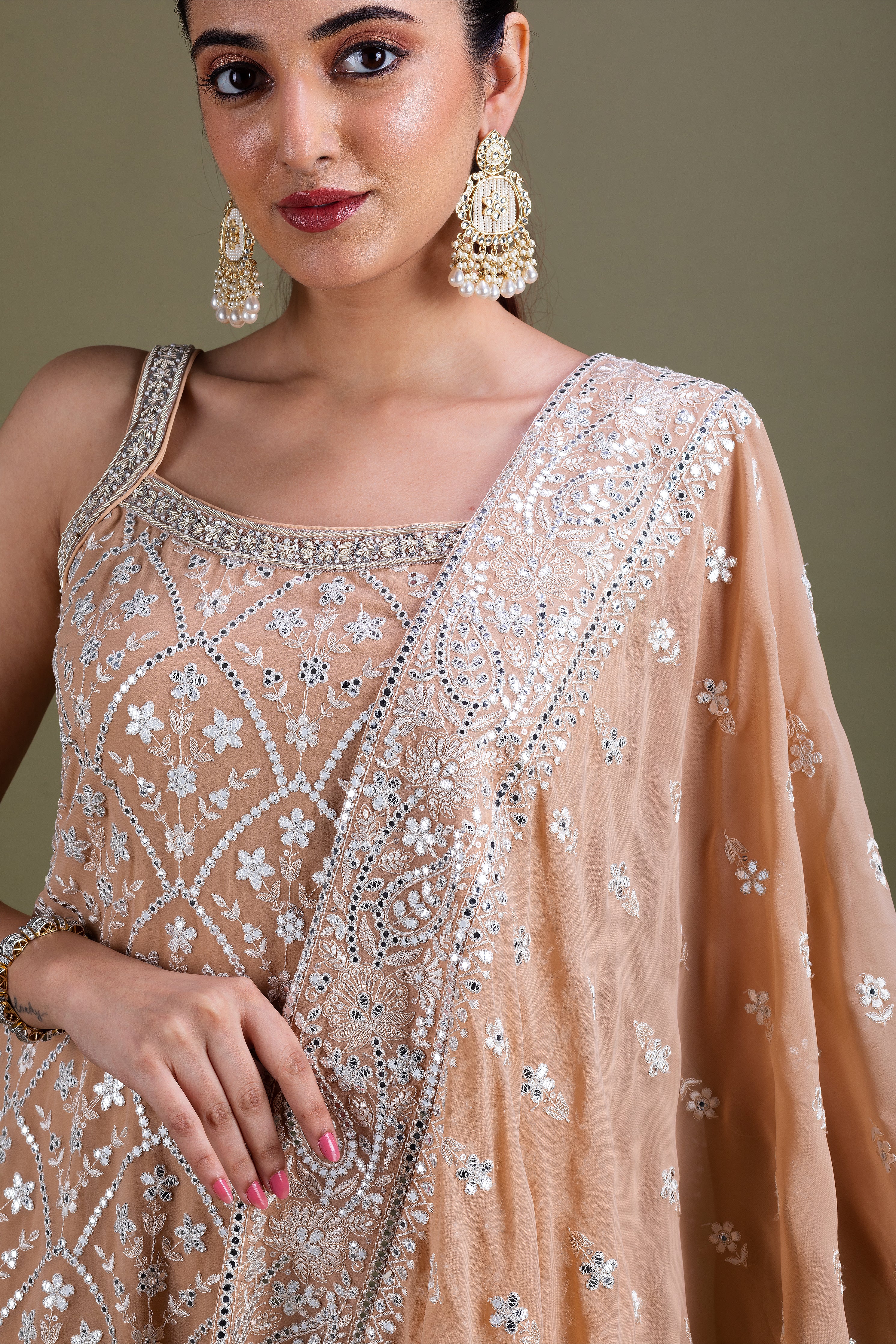 Beige Sharara Set聽 Mokshaa