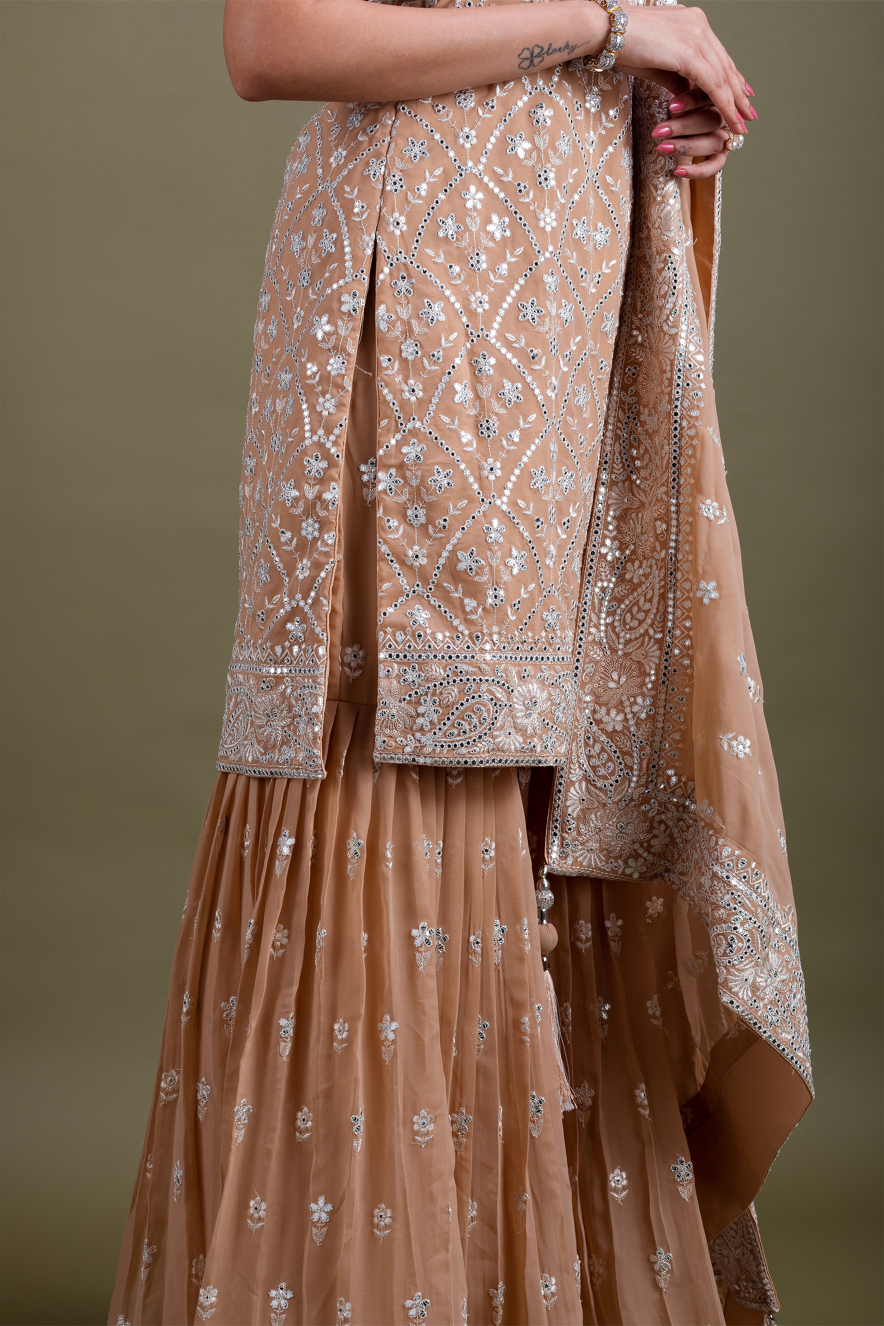 Beige Sharara Set聽 Mokshaa