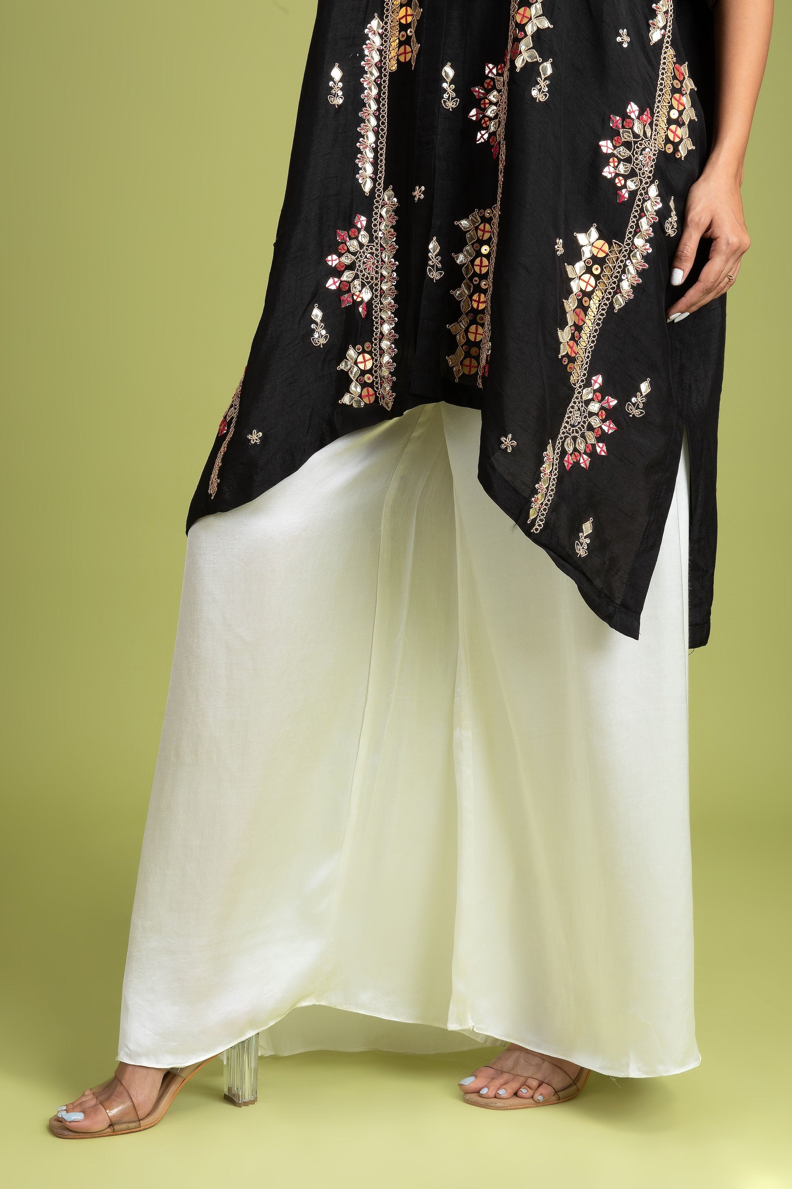 Black Silk Kaftaan Into-Western - Mokshaa