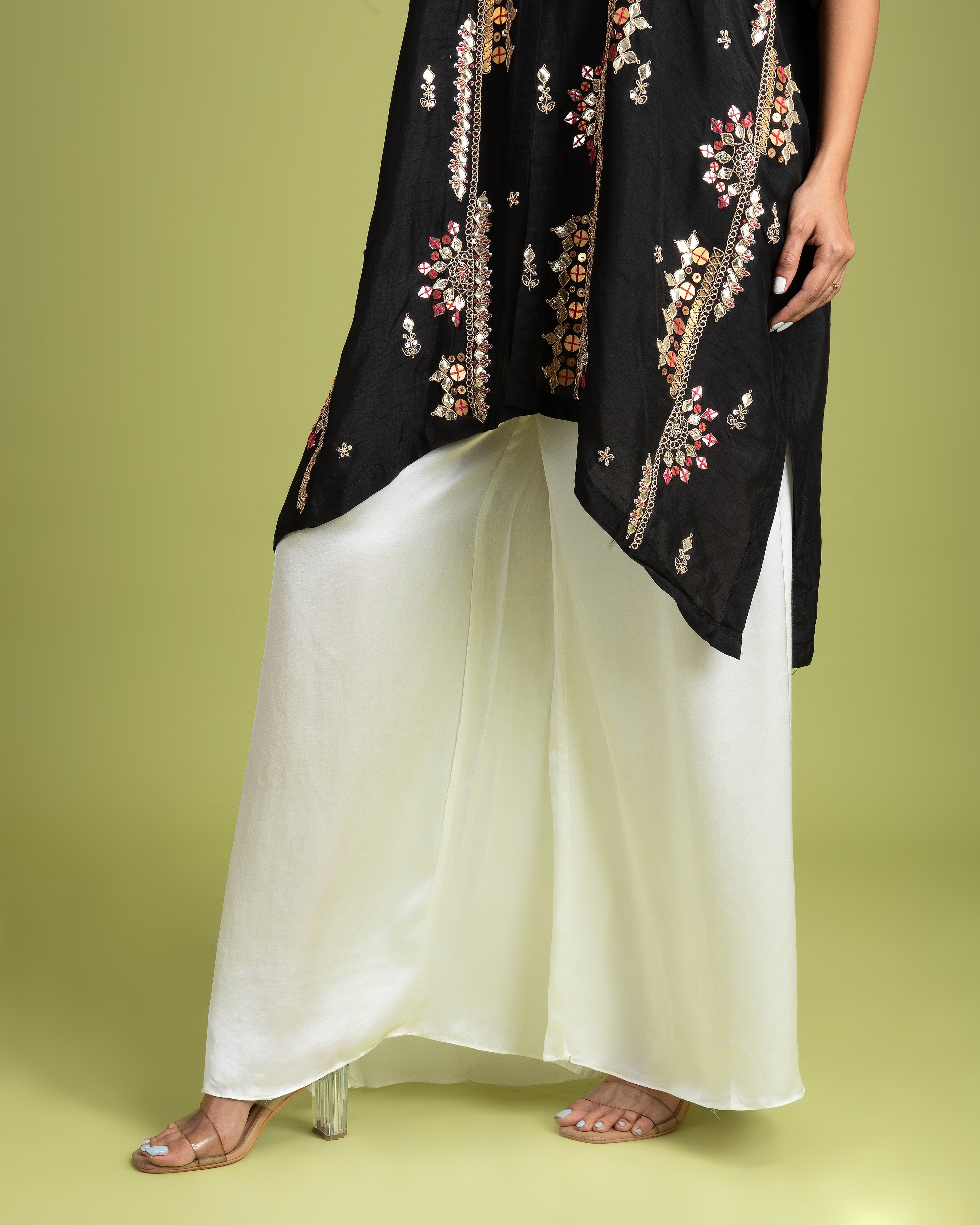 Black Silk Kaftaan Into-Western - Mokshaa