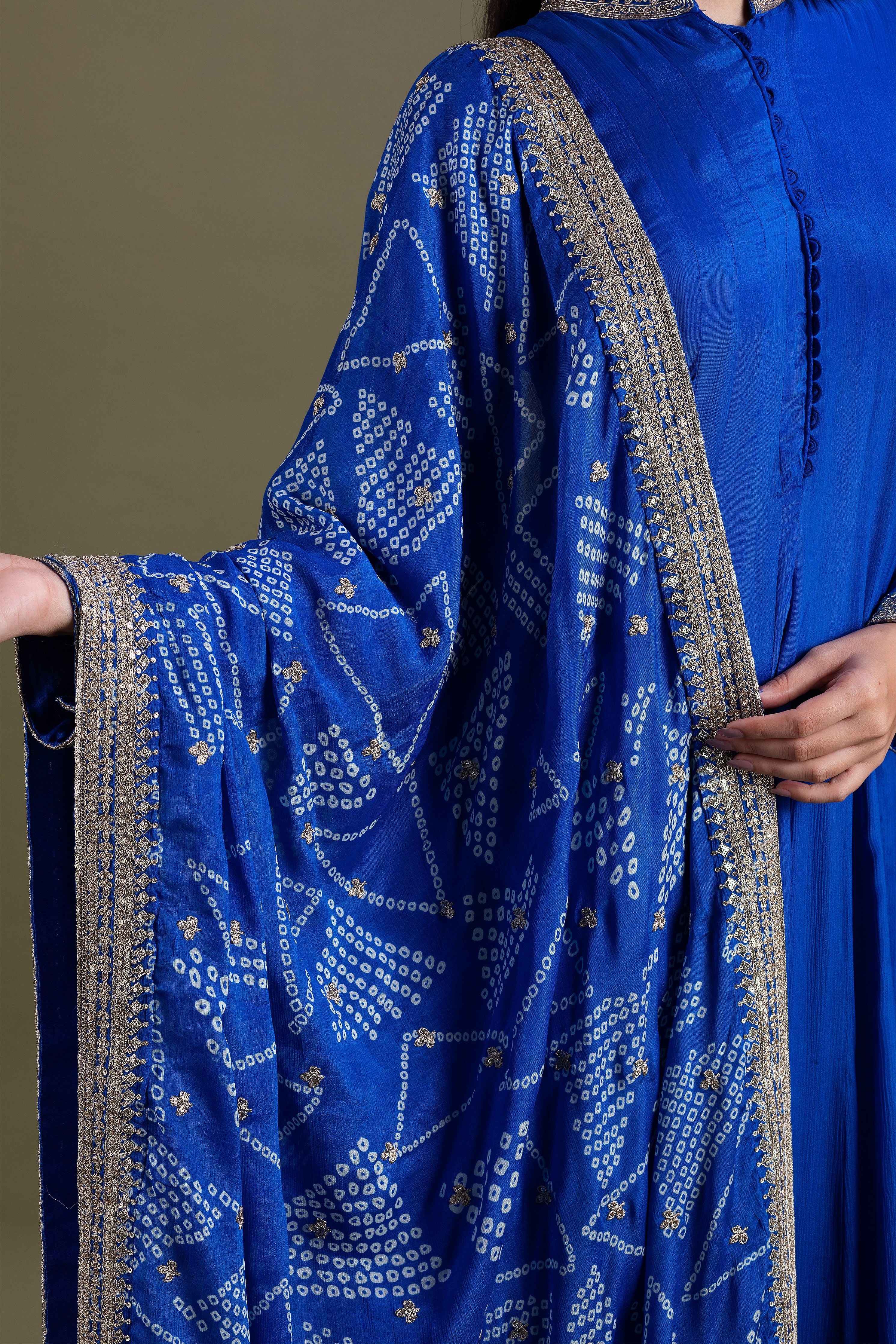 Royal Blue Anarkali Suit  Mokshaa