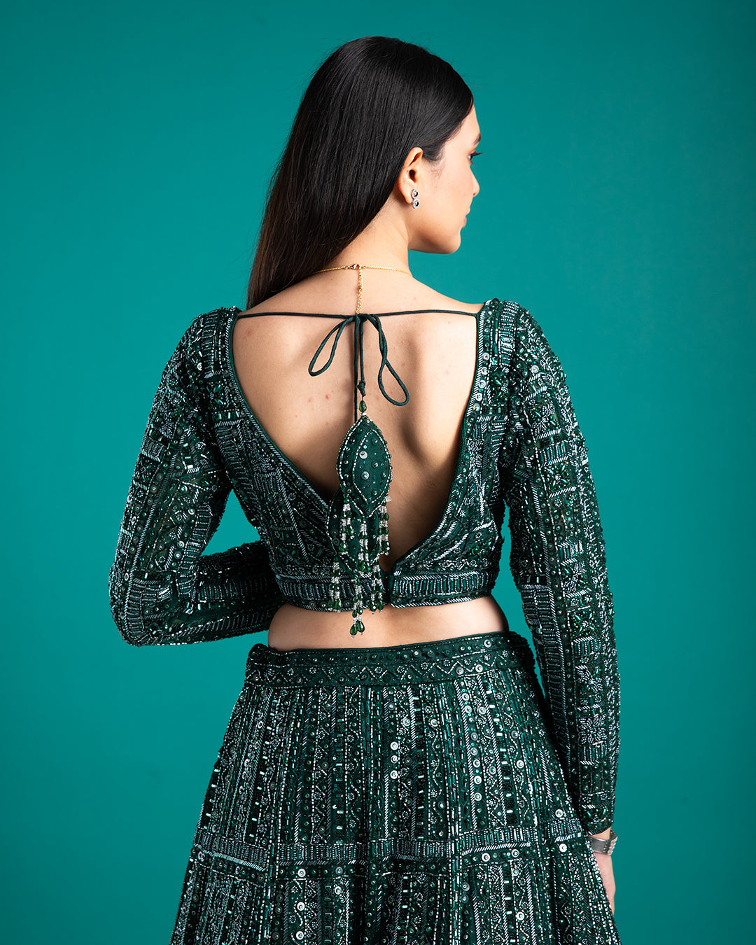 Emerald Green Lehenga - Mokshaa