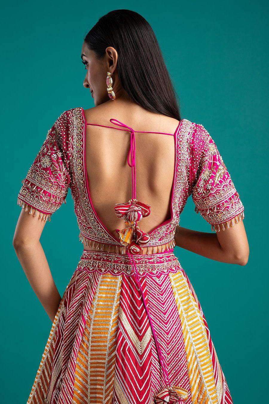Multicolor Banarasi Silk Lehenga Set - Mokshaa