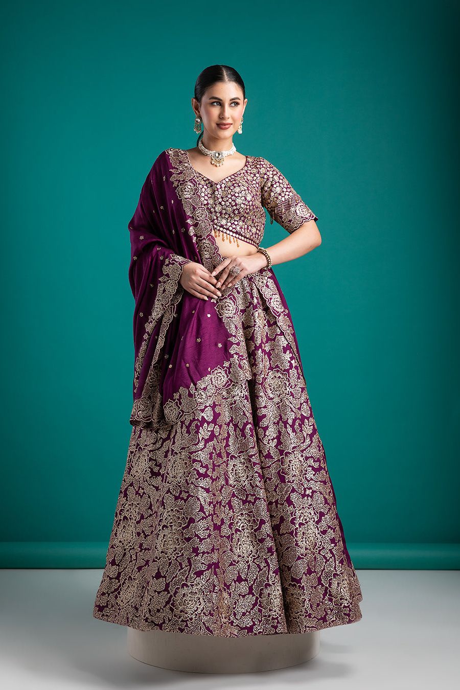 Rich Plum Lehenga Set - Mokshaa