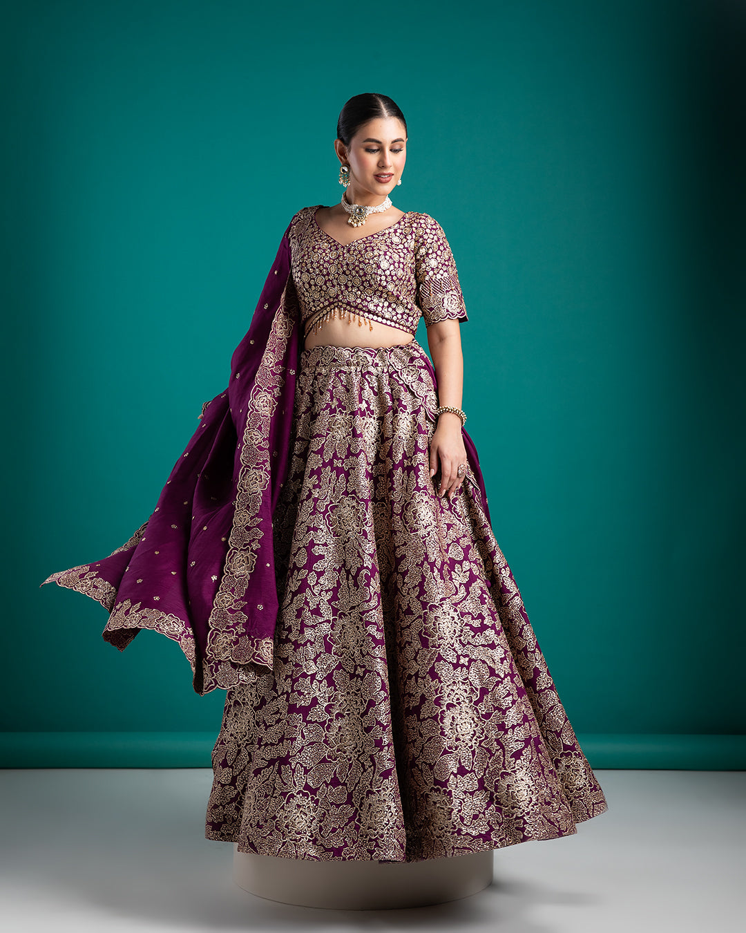 Rich Plum Lehenga Set - Mokshaa