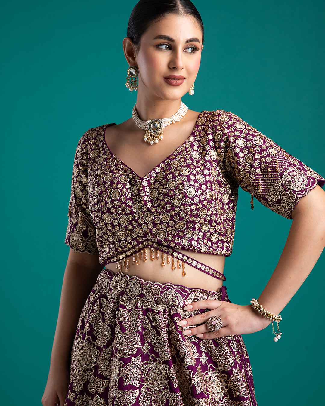 Rich Plum Lehenga Set - Mokshaa