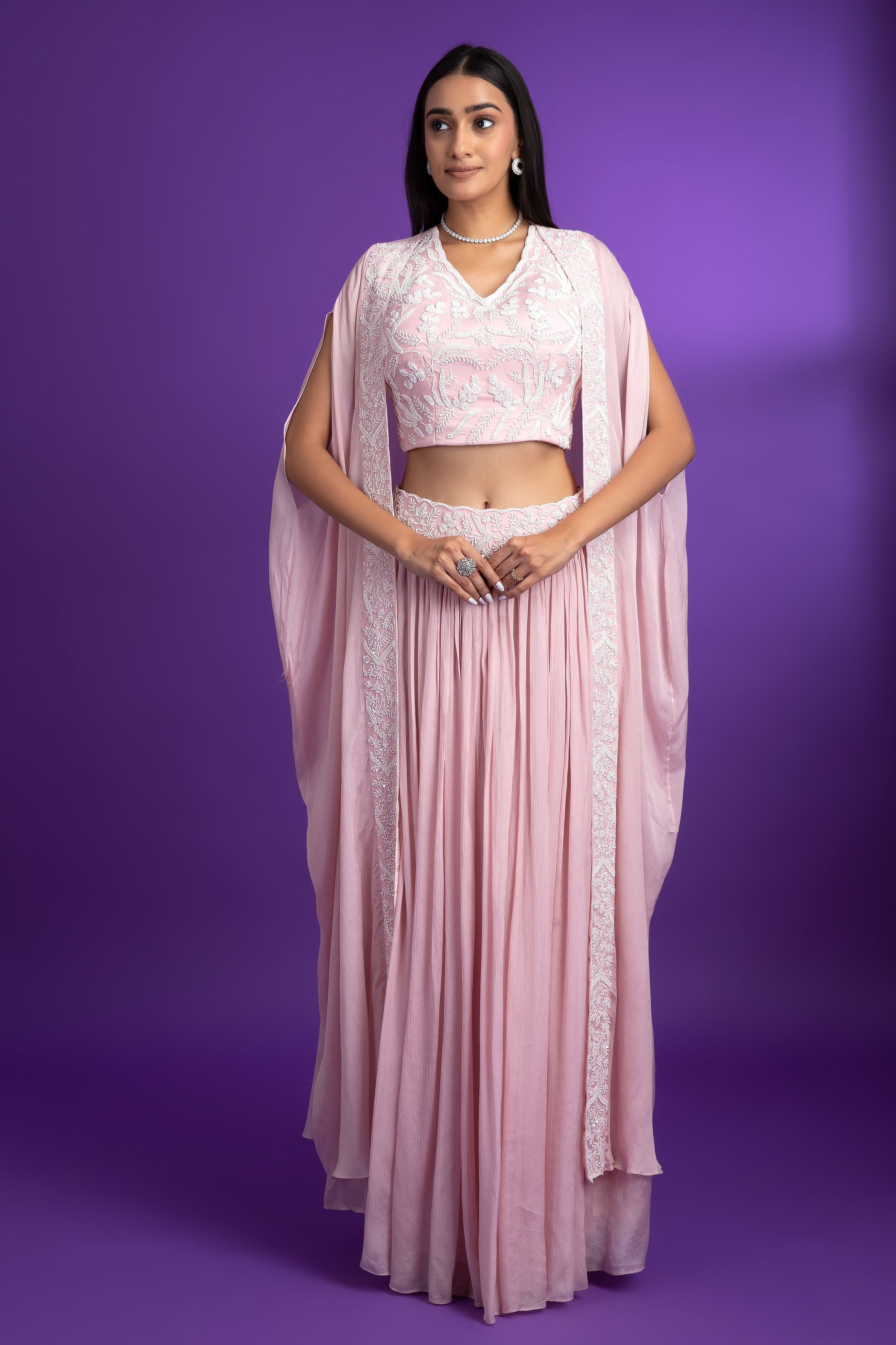 Pink Chiffon Indo-Western - Mokshaa