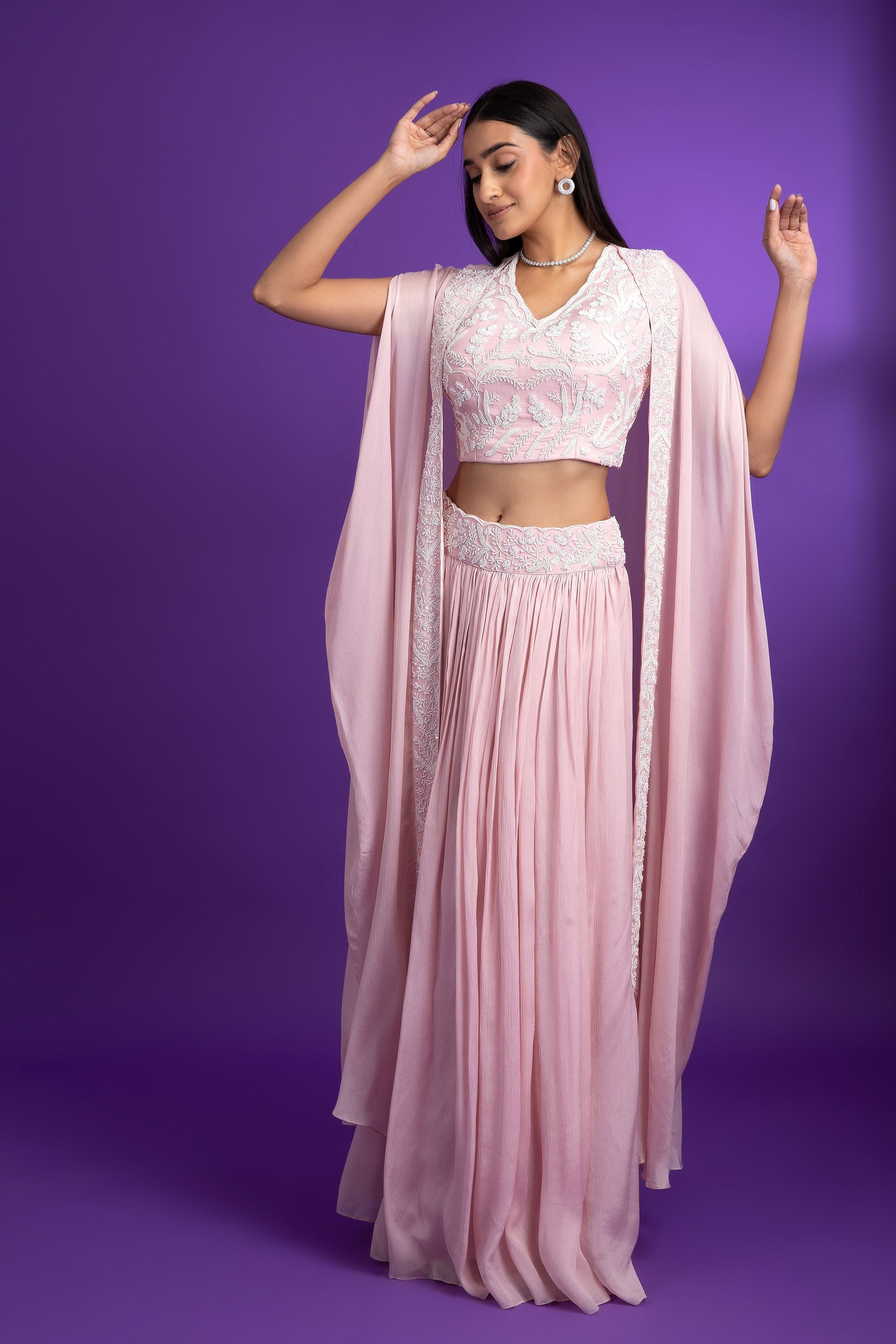 Pink Chiffon Indo-Western - Mokshaa