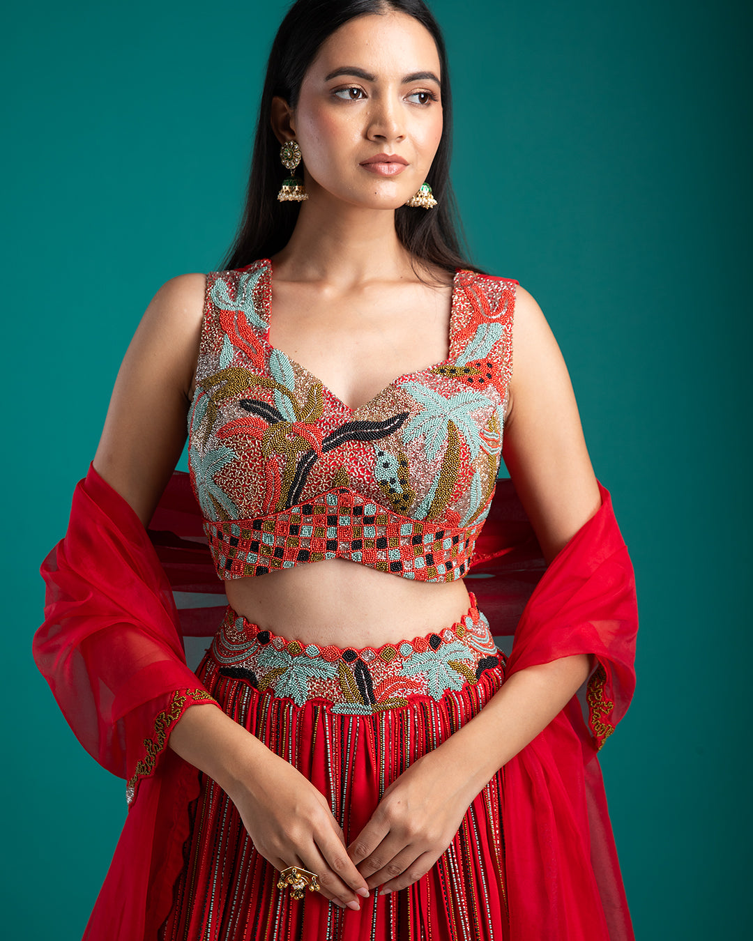 Scarlet Red Lehenga Set - Mokshaa