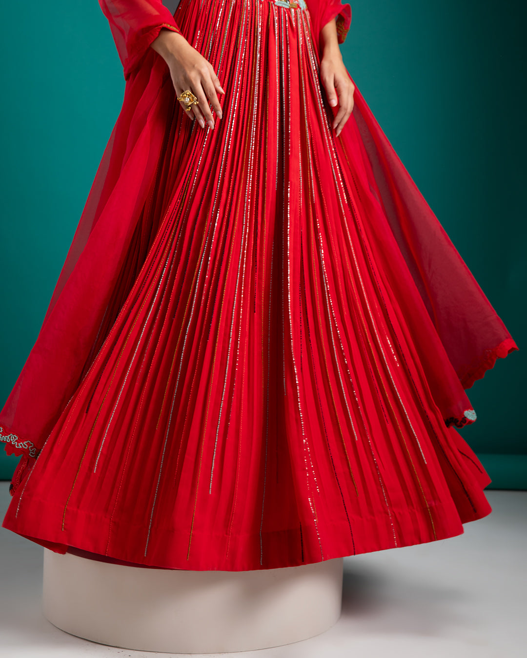 Scarlet Red Lehenga Set - Mokshaa