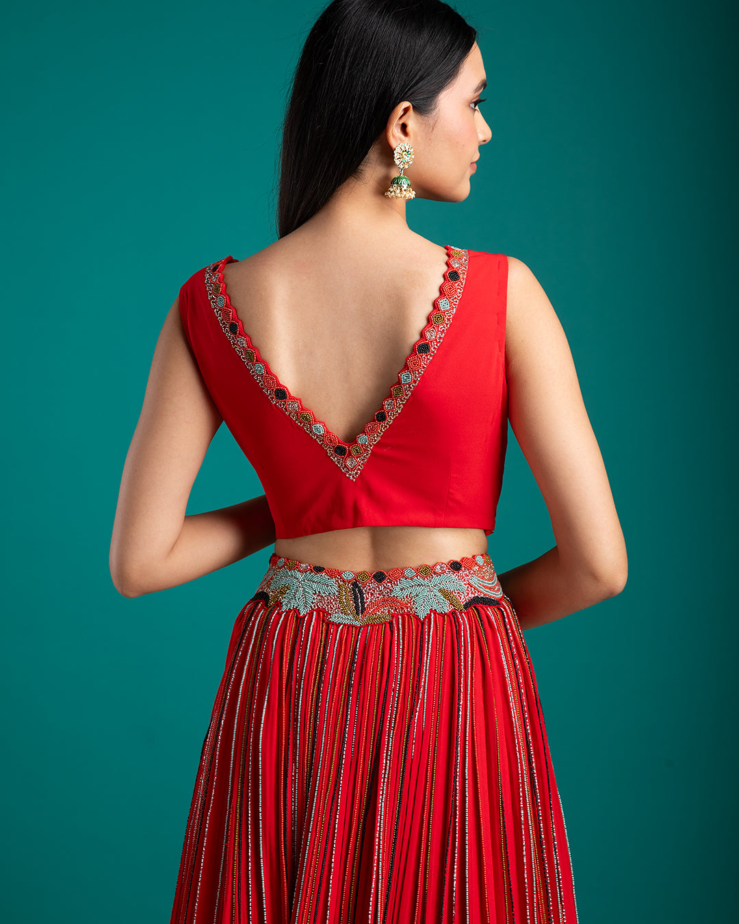 Scarlet Red Lehenga Set - Mokshaa