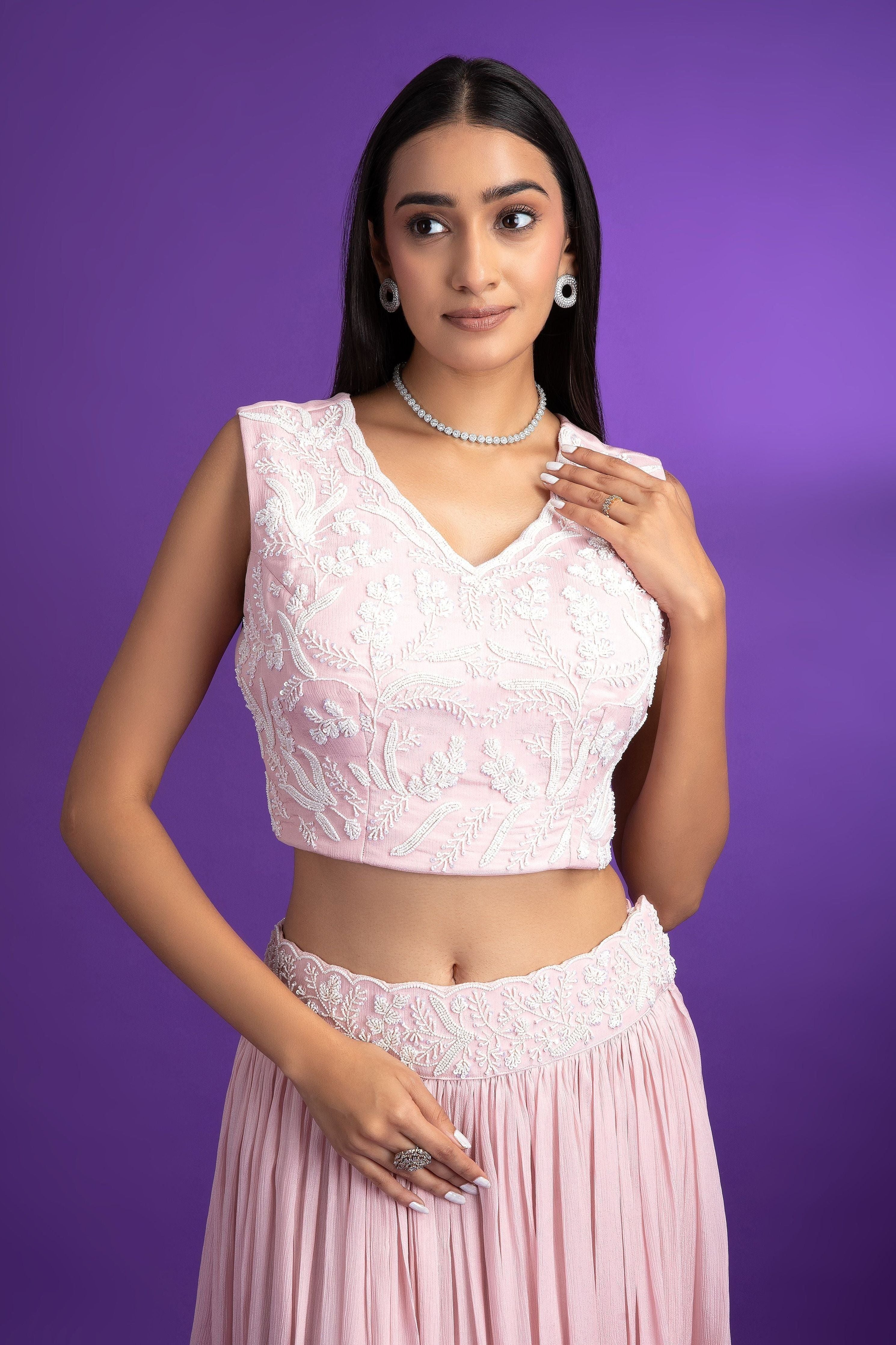 Pink Chiffon Indo-Western - Mokshaa