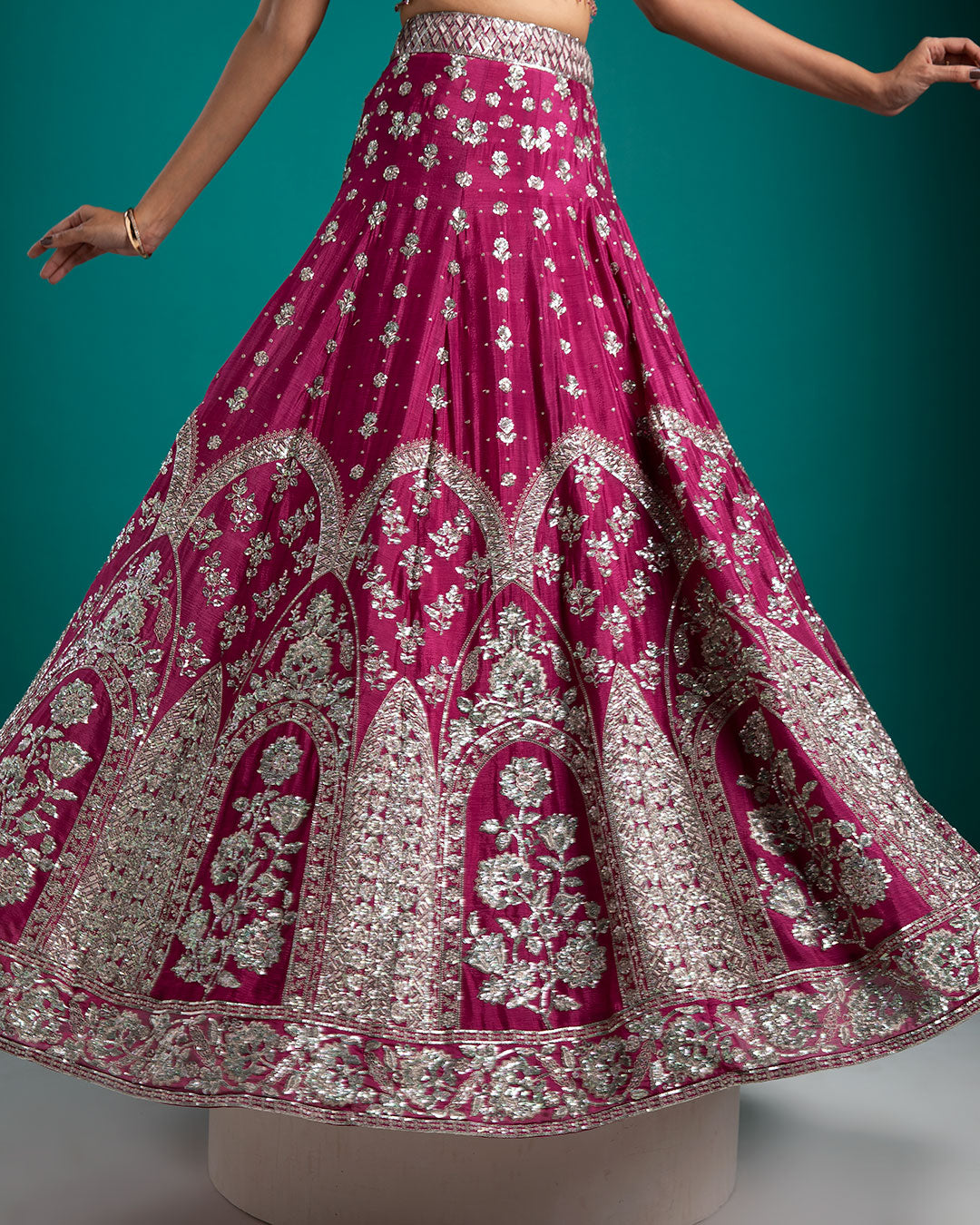 Deep Magenta Embellished Bridal Lehenga - Mokshaa