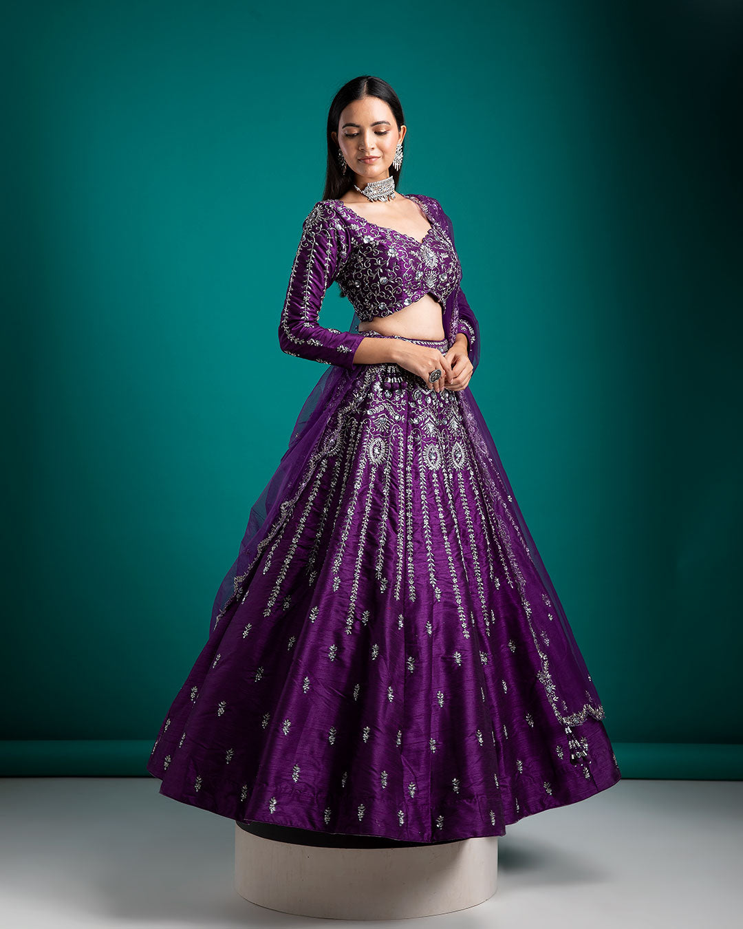 Deep purple Lehenga Set - Mokshaa