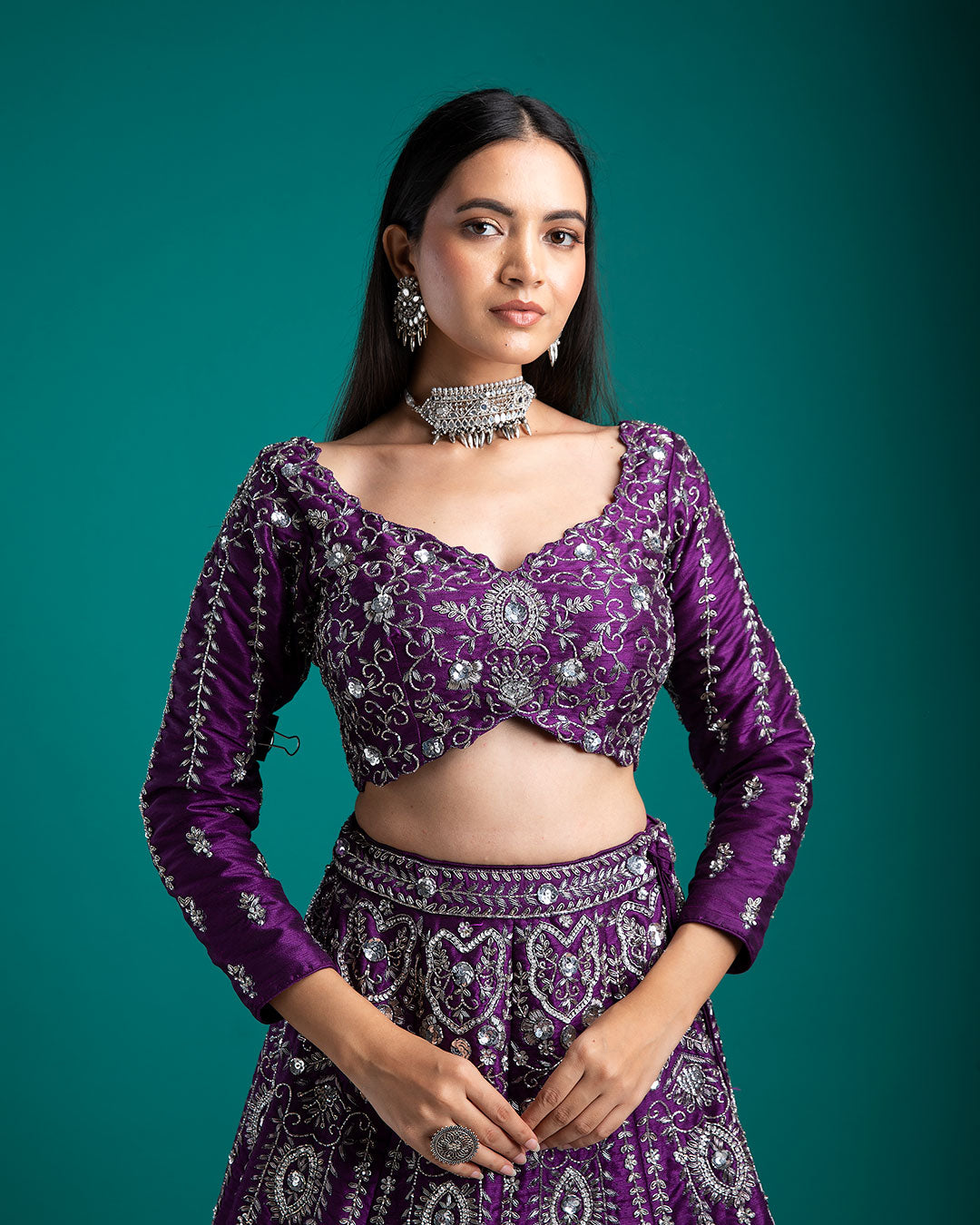 Deep purple Lehenga Set - Mokshaa