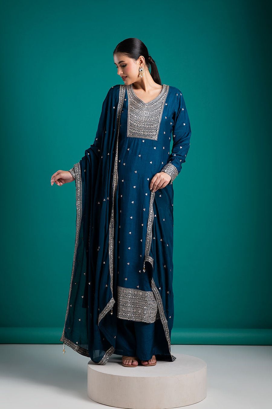 Navy Blue Salwar set - Mokshaa