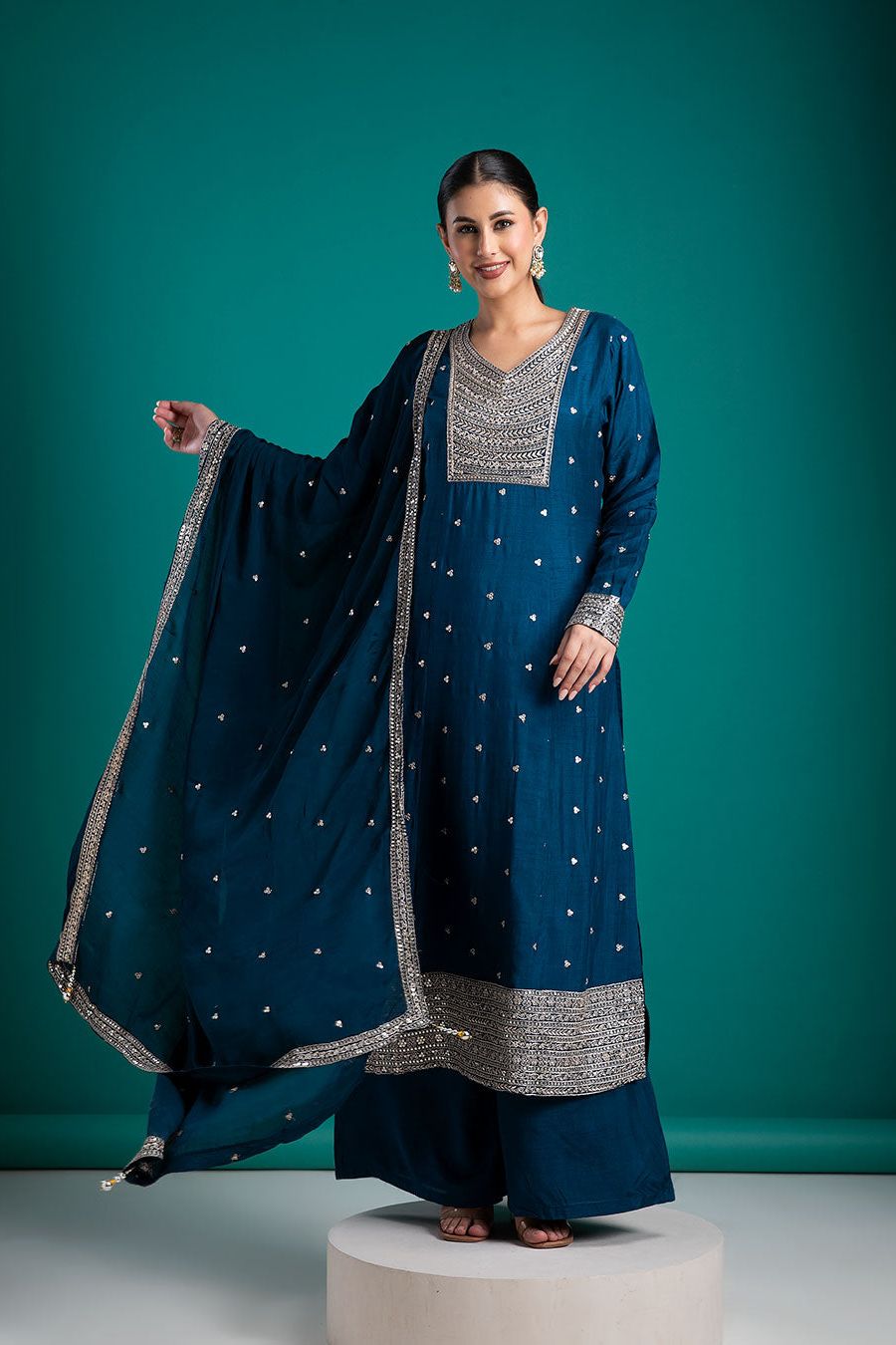 Navy Blue Salwar set - Mokshaa