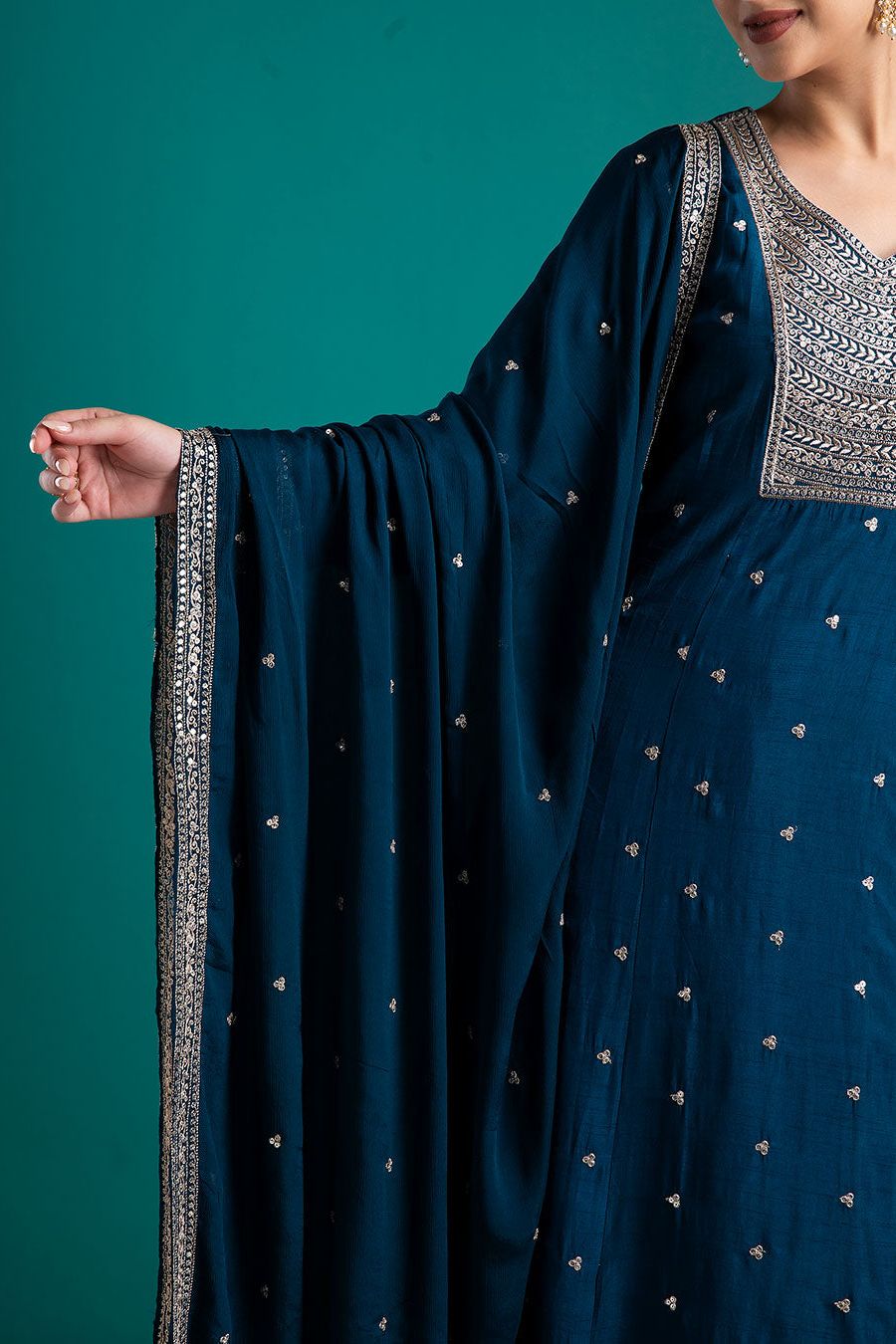 Navy Blue Salwar set - Mokshaa