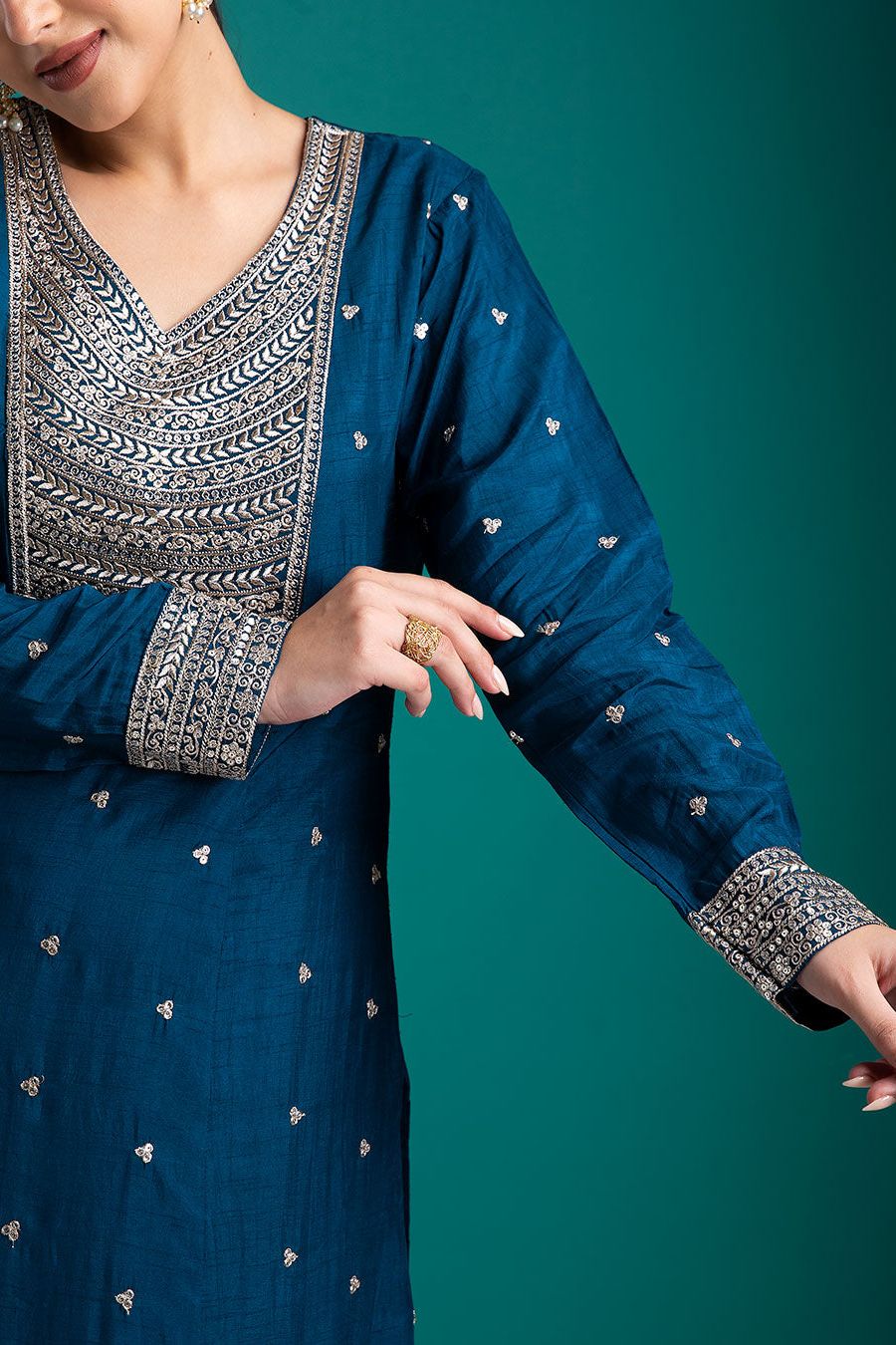 Navy Blue Salwar set - Mokshaa