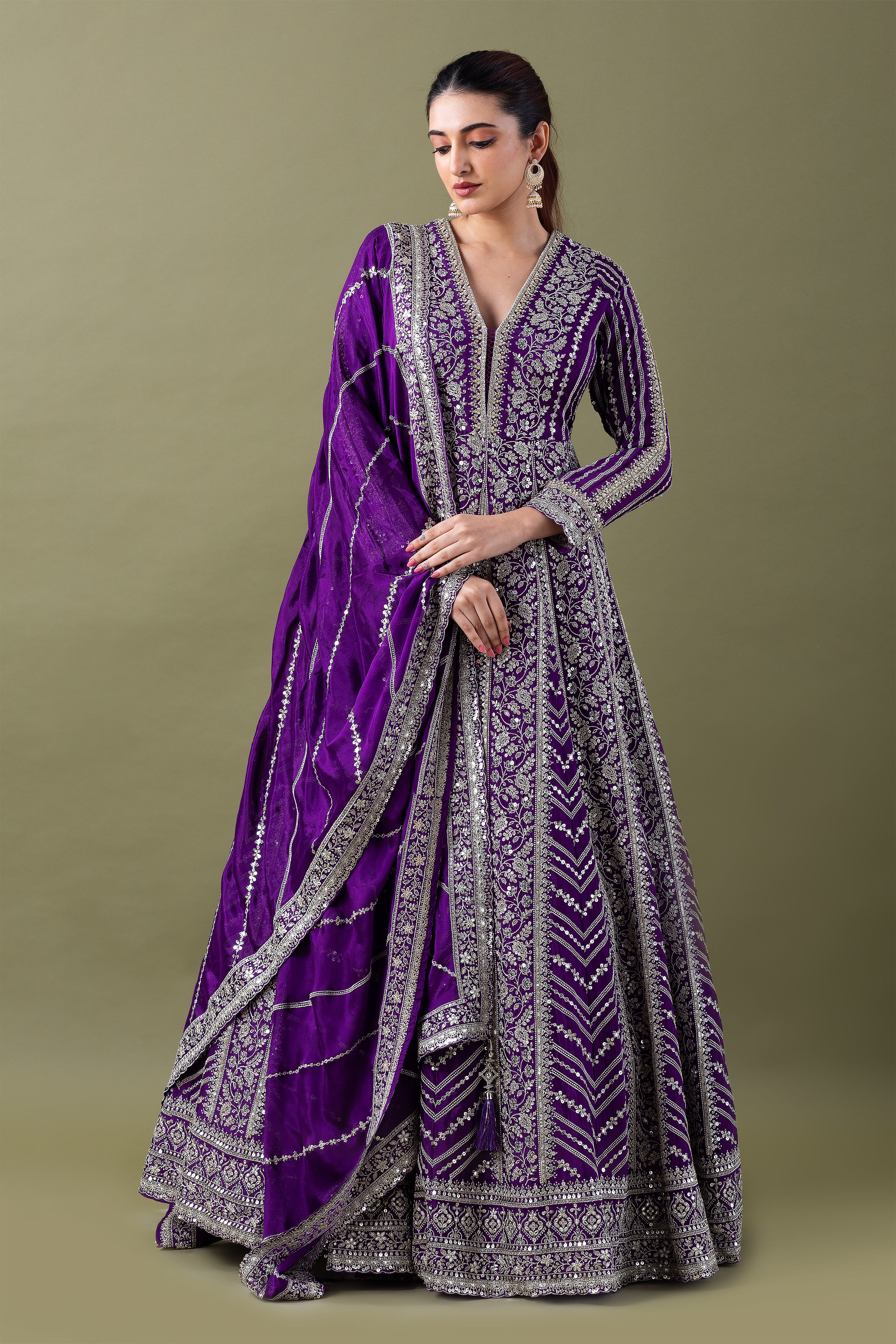 Royal Purple Anarkali Set