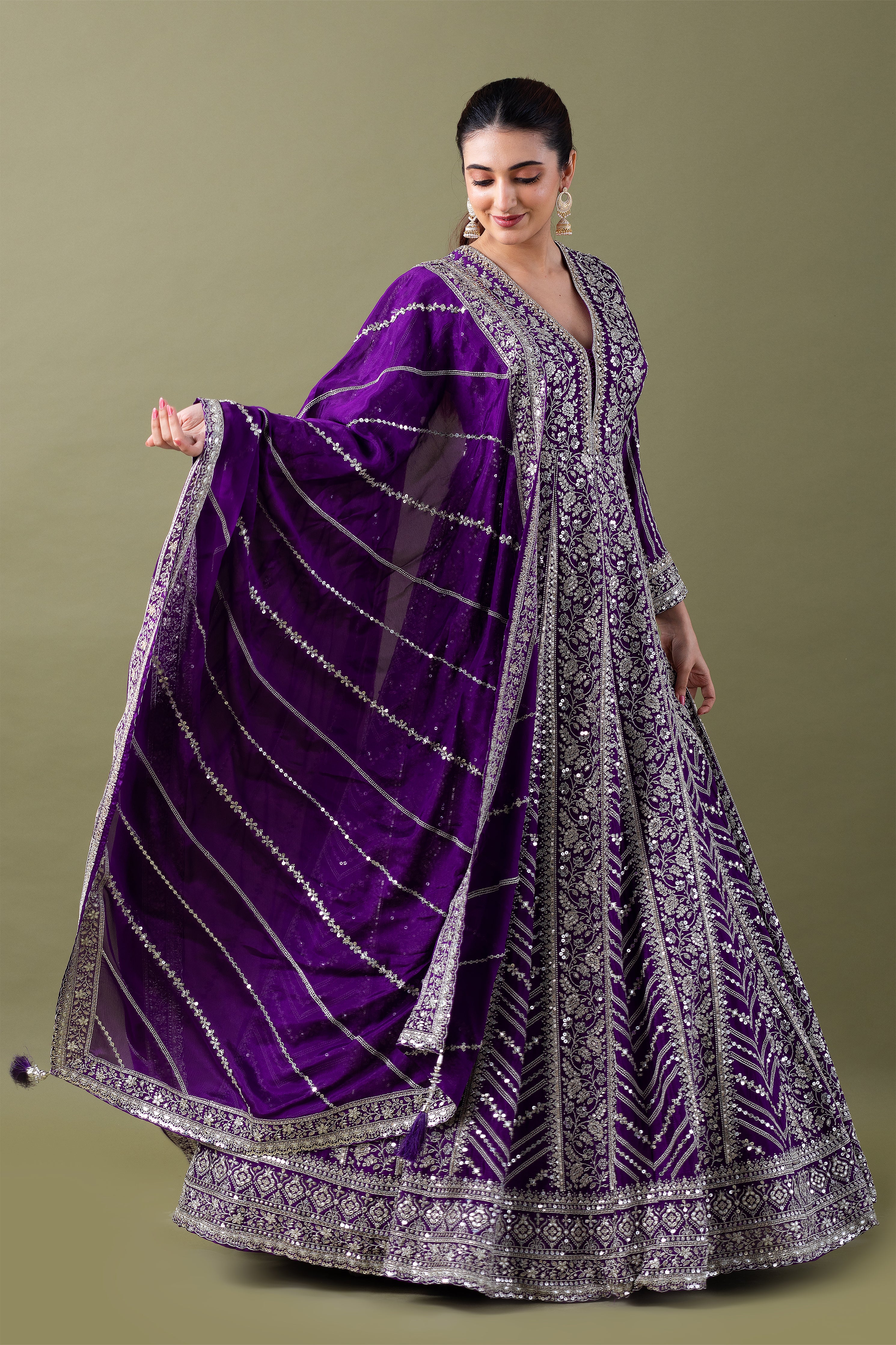 Royal Purple Anarkali Set